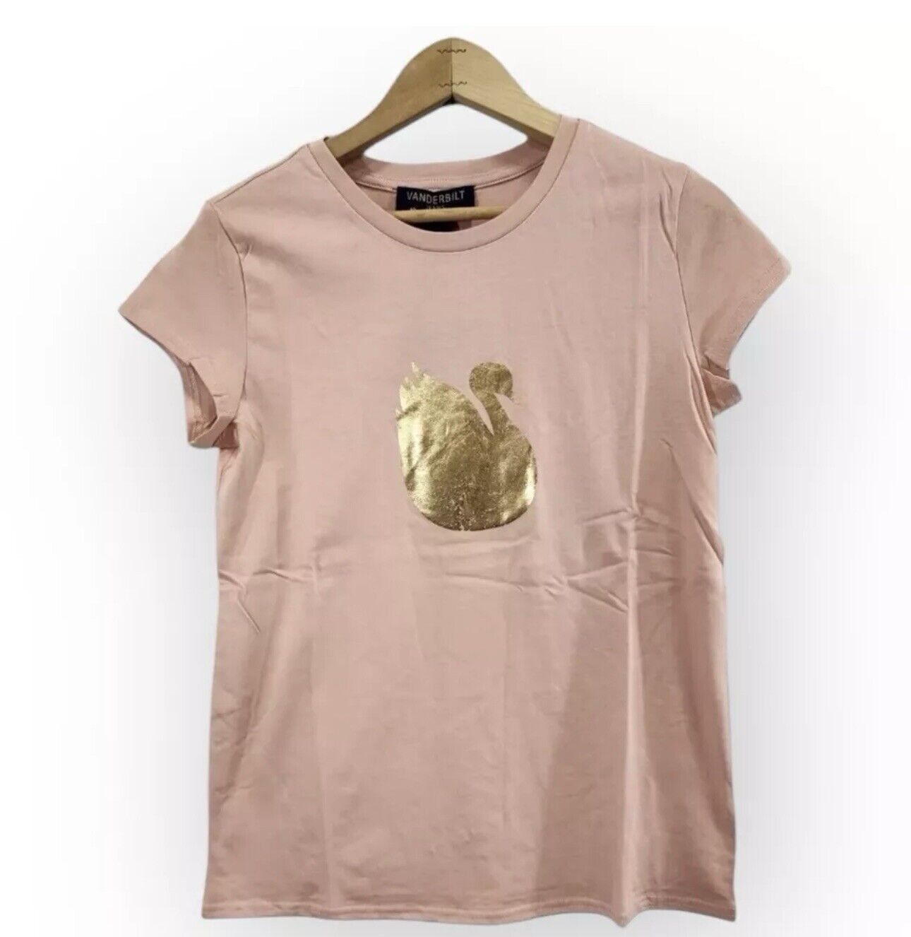 Gloria Vanderbilt NWT Gloria Vanderbilt Womens Blush Pink T-Shirt Gold Swan XS Size XS / US 0-2 / IT 36-38 - 1 Thumbnail