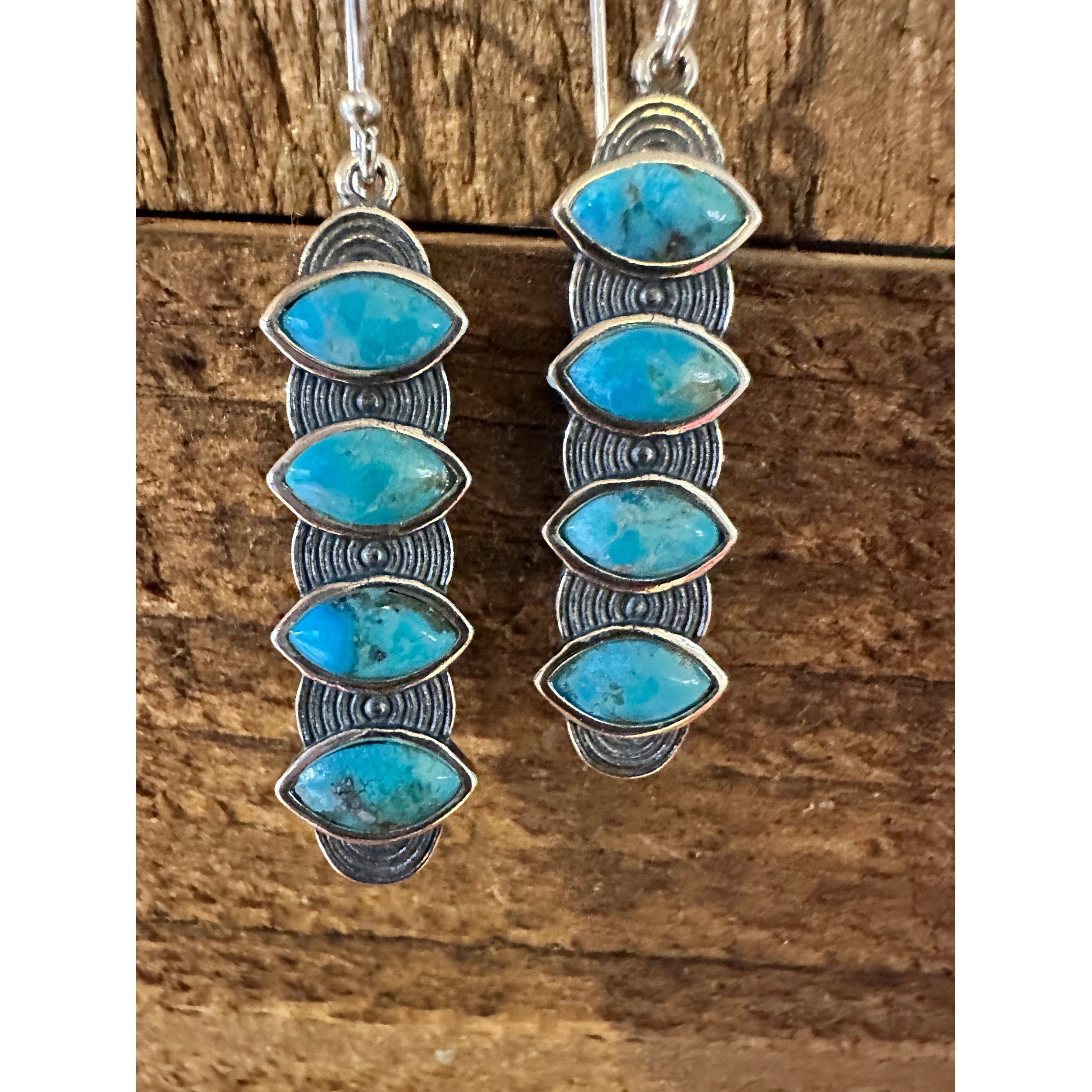 Other Navajo Valeria Turquoise Dangle Earrings in Sterling Silver, Size ONE SIZE - 3 Thumbnail