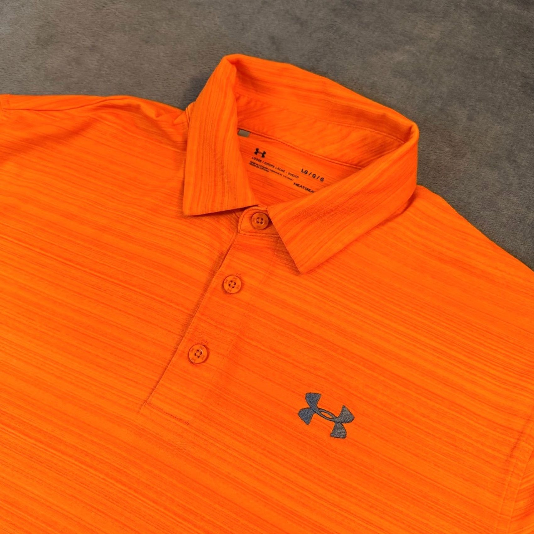 Under Armour Under Armour HeatGear Polo Shirt Mens L Orange Loose Fit Striped Golf Polo Shirt Size US L / EU 52-54 / 3 - 2 Thumbnail