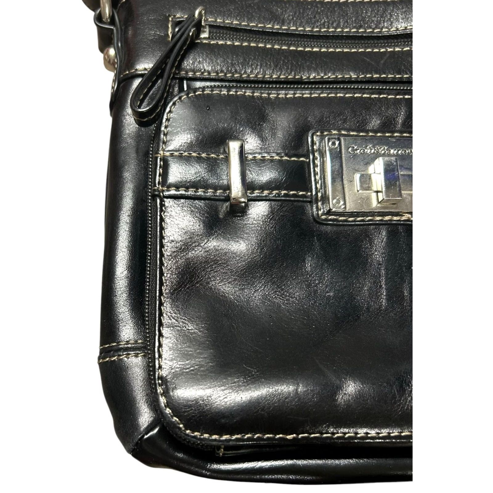 Croft & Barrow Croft & Barrow Black Leather Crossbody Purse Womens Shoulder Handbag Size ONE SIZE - 4 Thumbnail