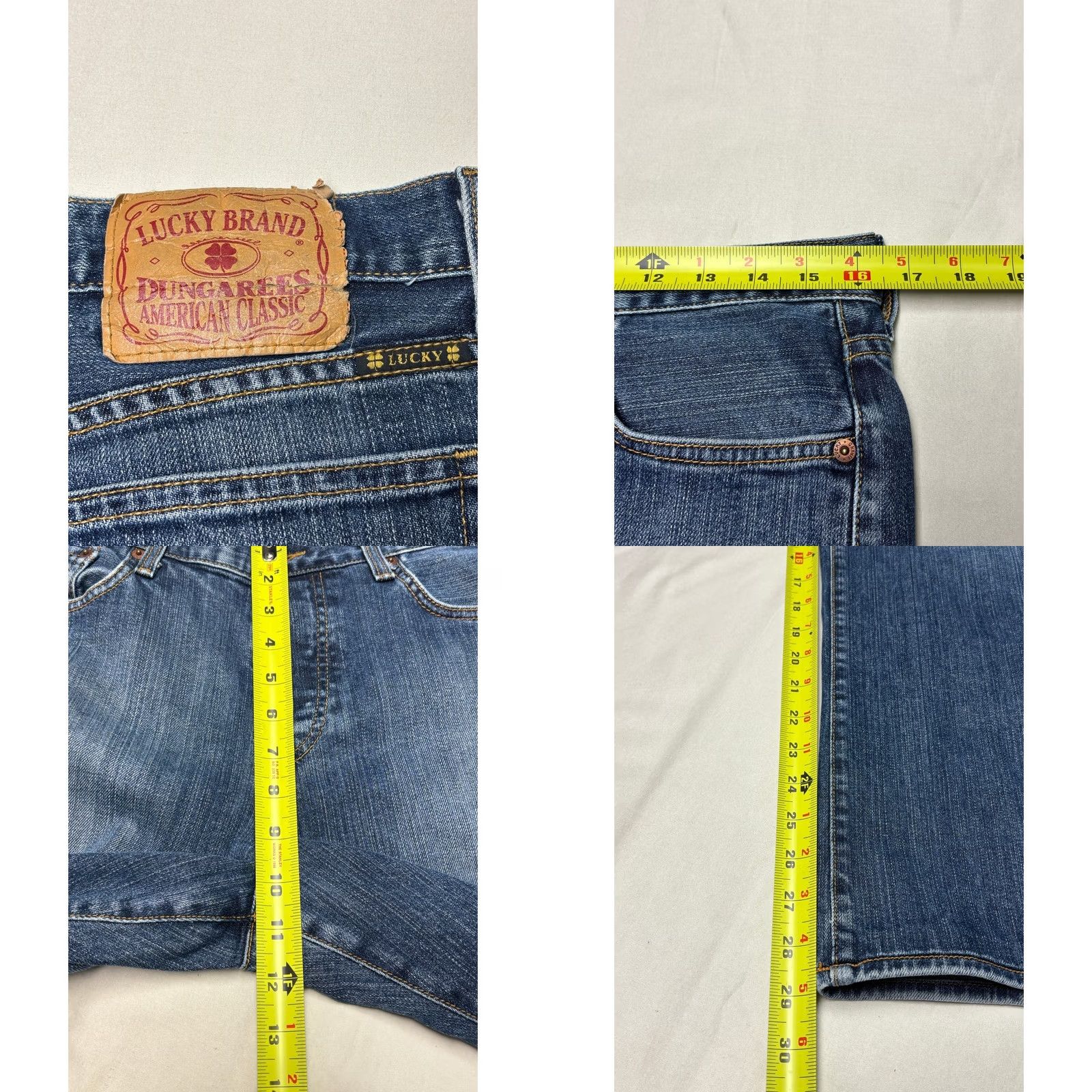 Lucky Brand Vintage Lucky Brand Dungarees Lowrise Boot Leg Mens 34X29 Medium Wash Made USA Size US 34 / EU 50 - 8 Thumbnail