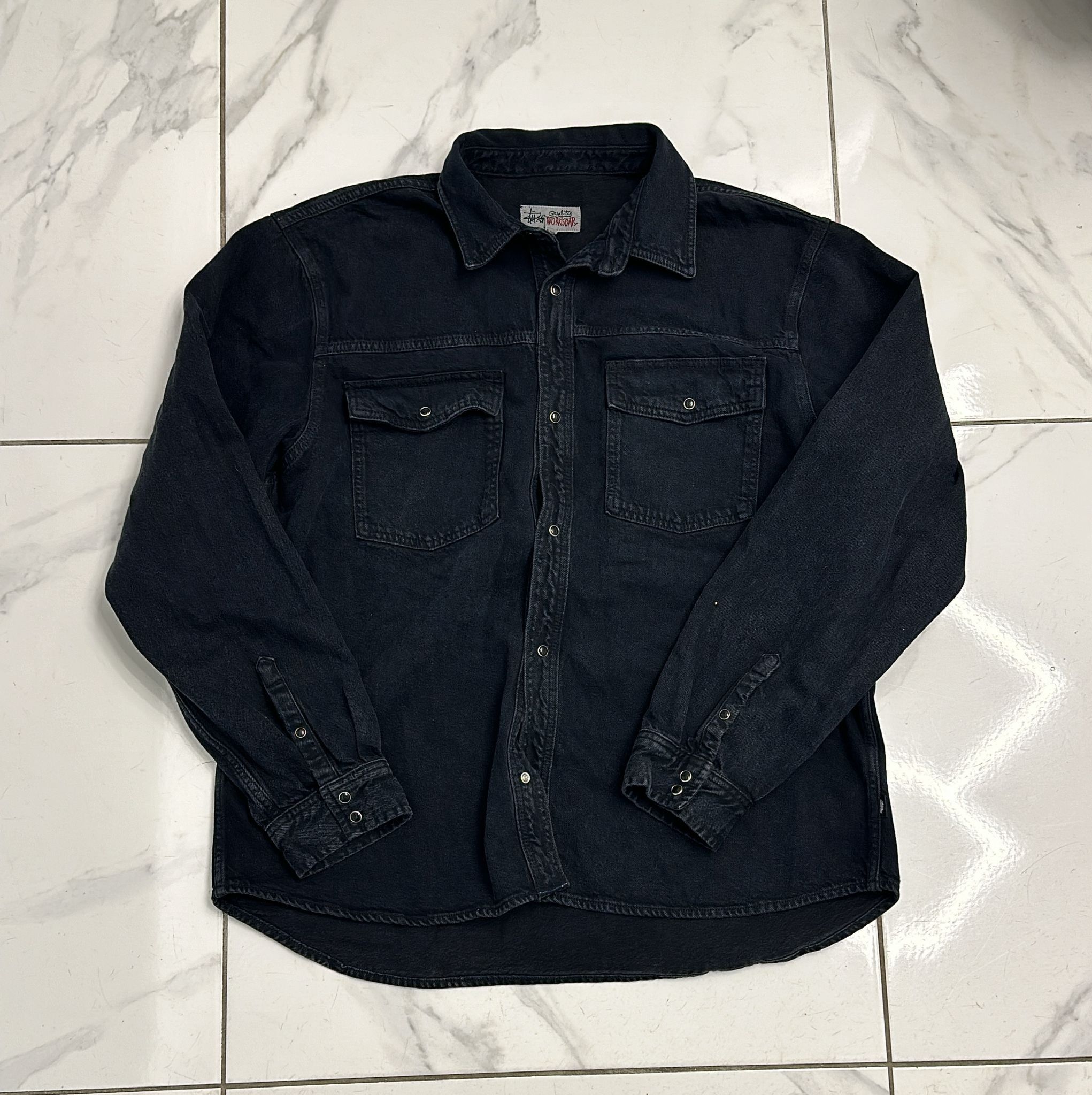 Stussy × Vintage Stüssy FW22 Western Denim Shirt Black XLarge Size US XL / EU 56 / 4 - 1 Thumbnail