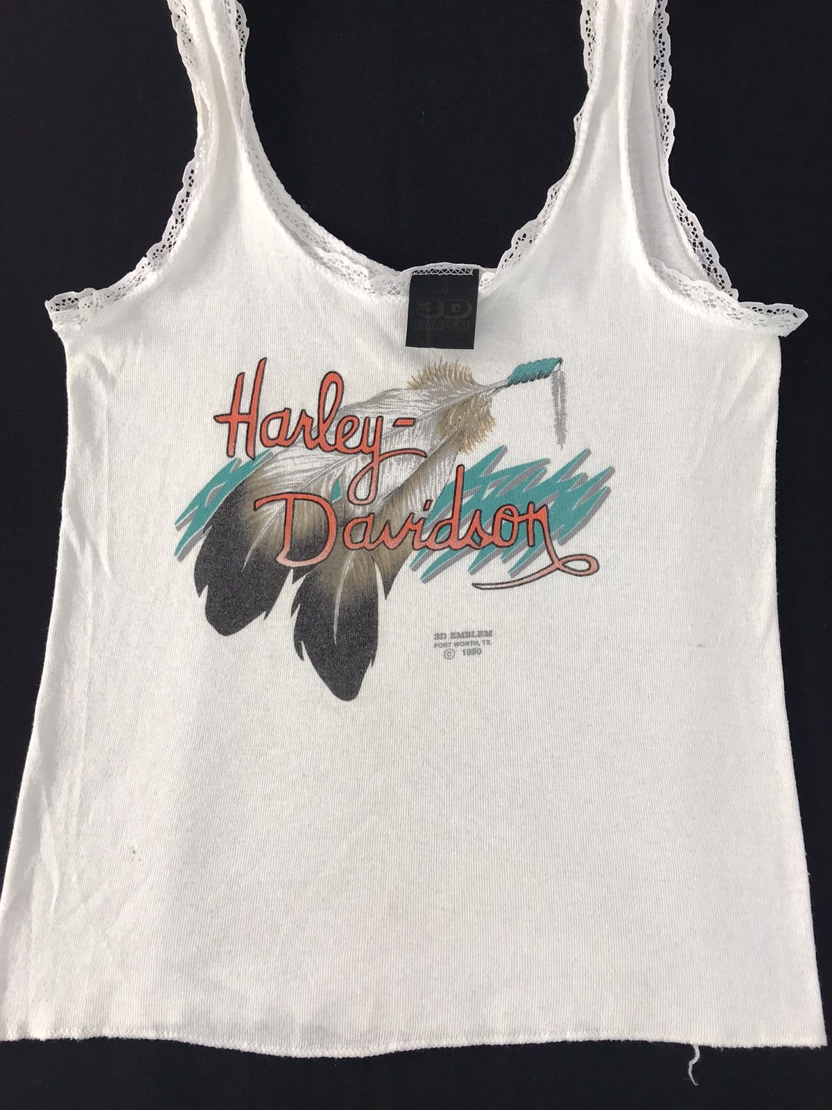 Harley Davidson 90s 3D Emblem Harley Davidson Fort Worth Texas Tank Top Size XS / US 0-2 / IT 36-38 - 3 Thumbnail