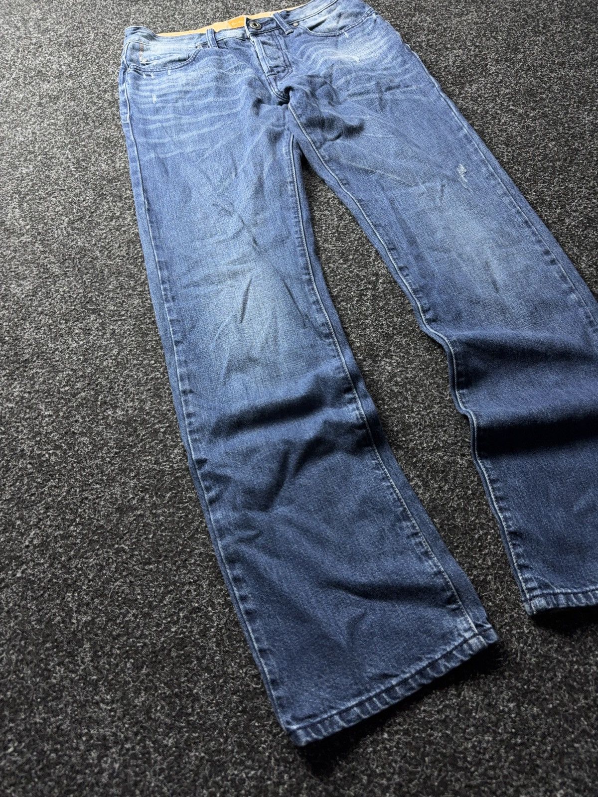 Hugo Boss Luxury Y2K Distressed Vintage Hugo Boss Orange Jeans Blue Size US 31 - 2 Thumbnail