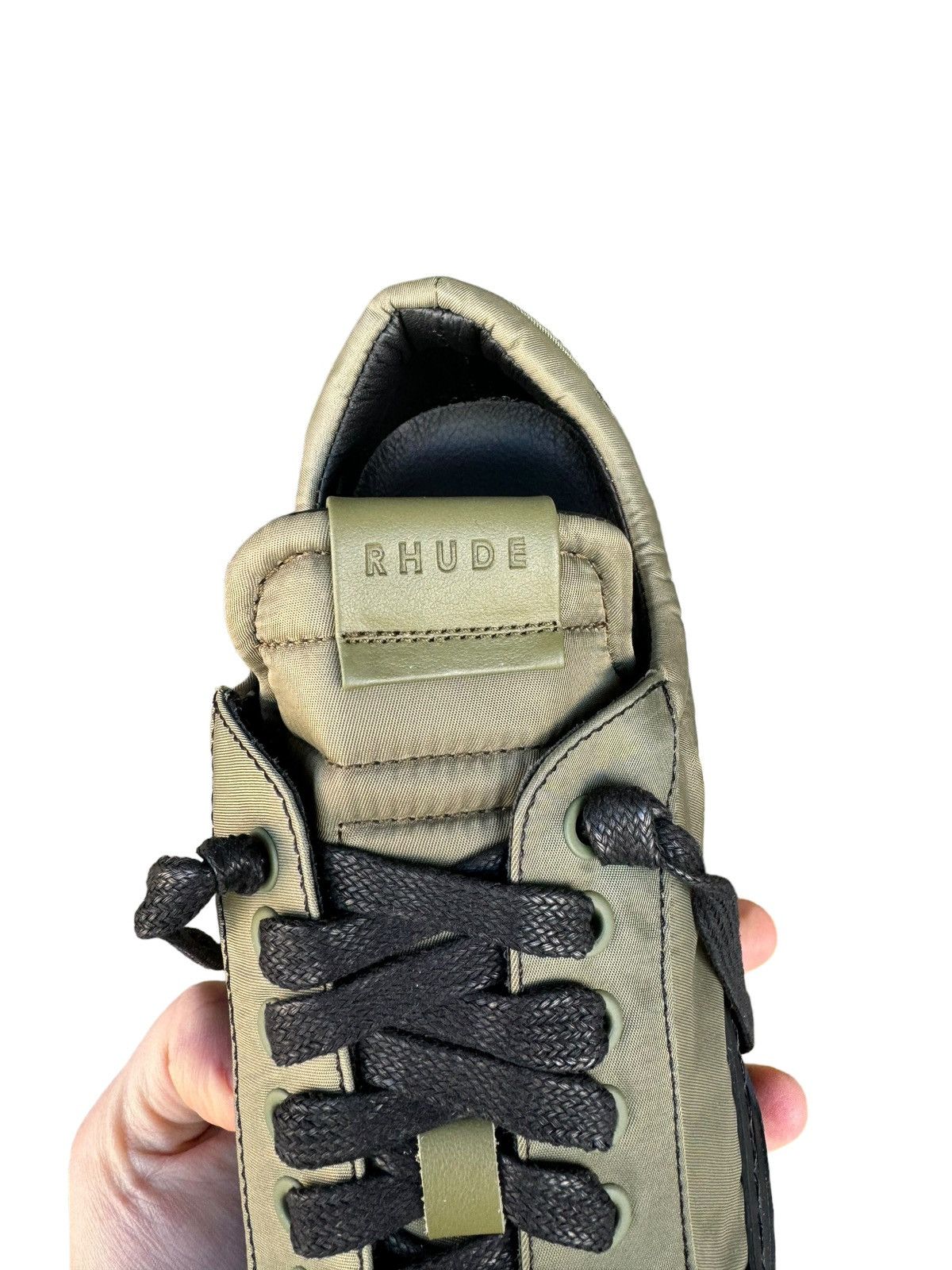Rhude Unreleased Green V1 Nylon Lo Sneaker Size US 12 / EU 45 - 8 Thumbnail
