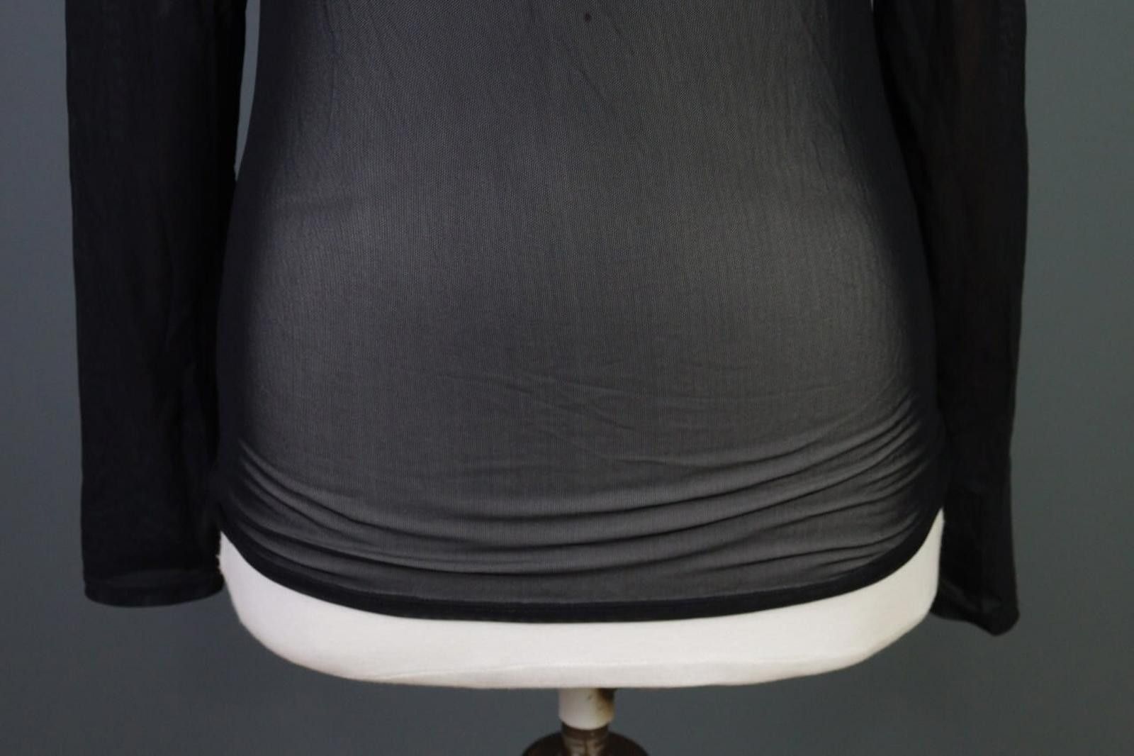 Designer Sarah Pacini Black Mesh Stretch Top Blouse Size S Size M / US 6-8 / IT 42-44 - 3 Thumbnail