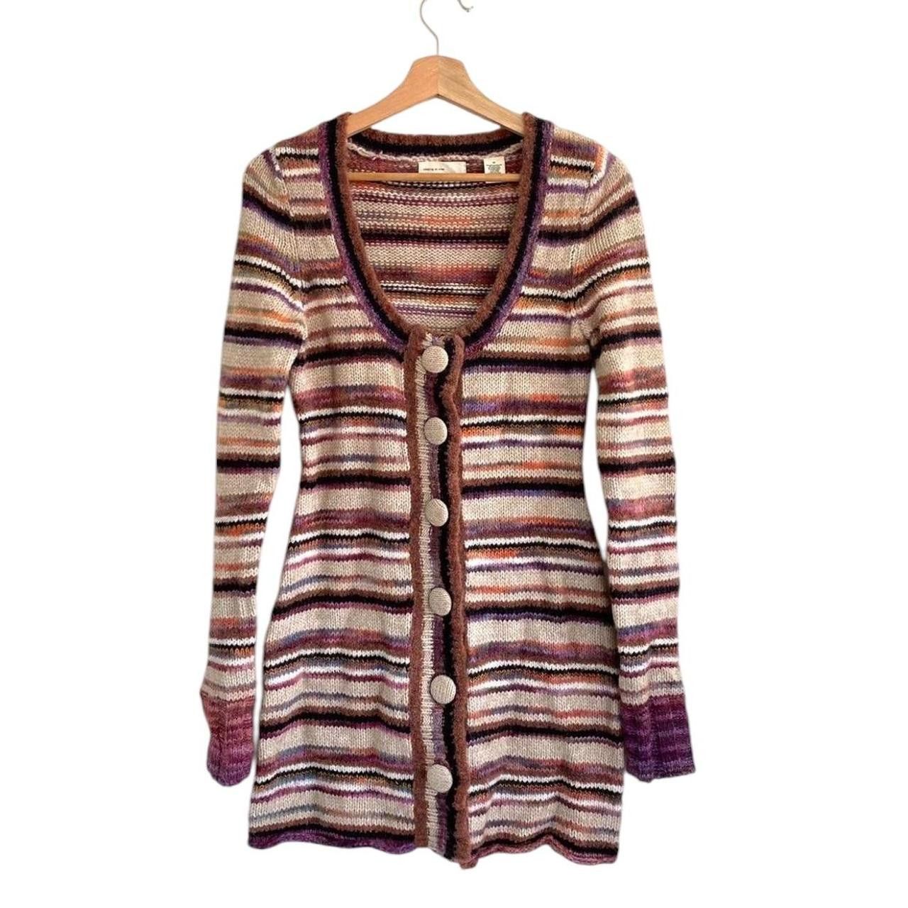 Anthropologie ANTHROPOLOGIE CREAM MULTICOLOR STRIPED SWEATER DRESS XS Size XS / US 0-2 / IT 36-38 - 1 Thumbnail