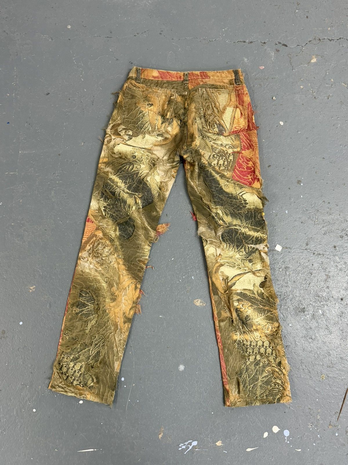 Roberto Cavalli Roberto Cavalli Fall 2001 Runway Distressed Floral Tapestry Size 24" / US 00 / IT 34 - 3 Thumbnail