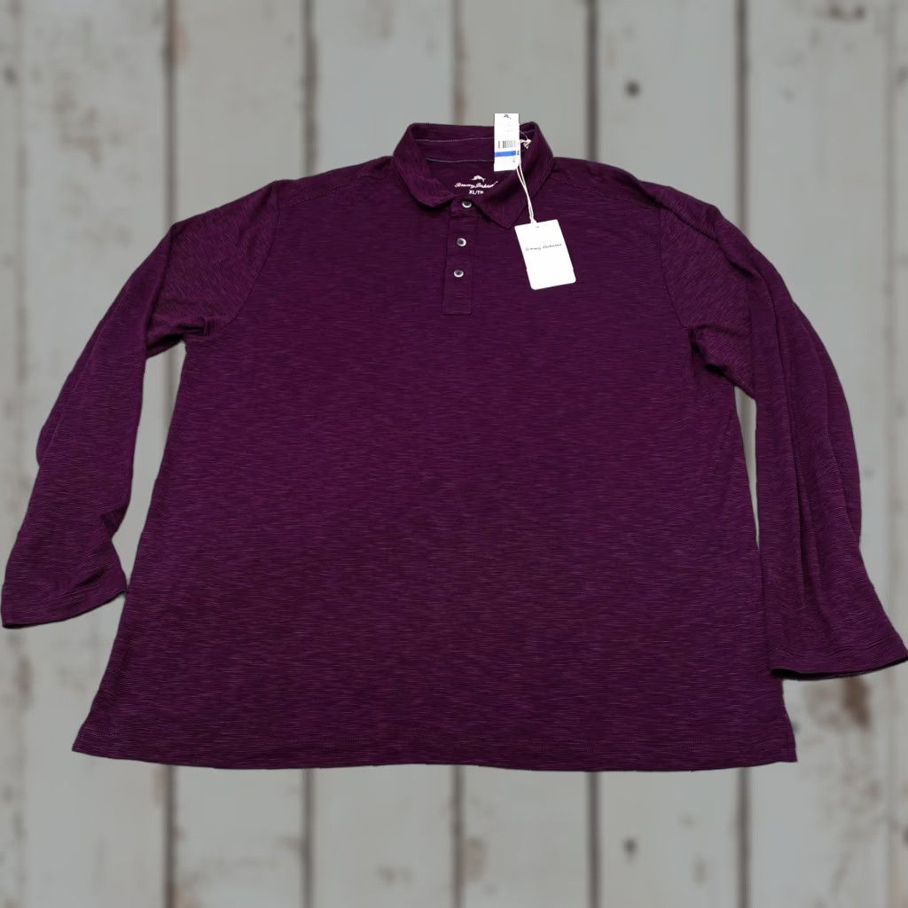 Tommy Bahama Tommy Bahama Long Sleeve La Jolla Cove Men's XL Golf Polo Shirt Rum Berry 6879 Size US XL / EU 56 / 4 - 1 Thumbnail