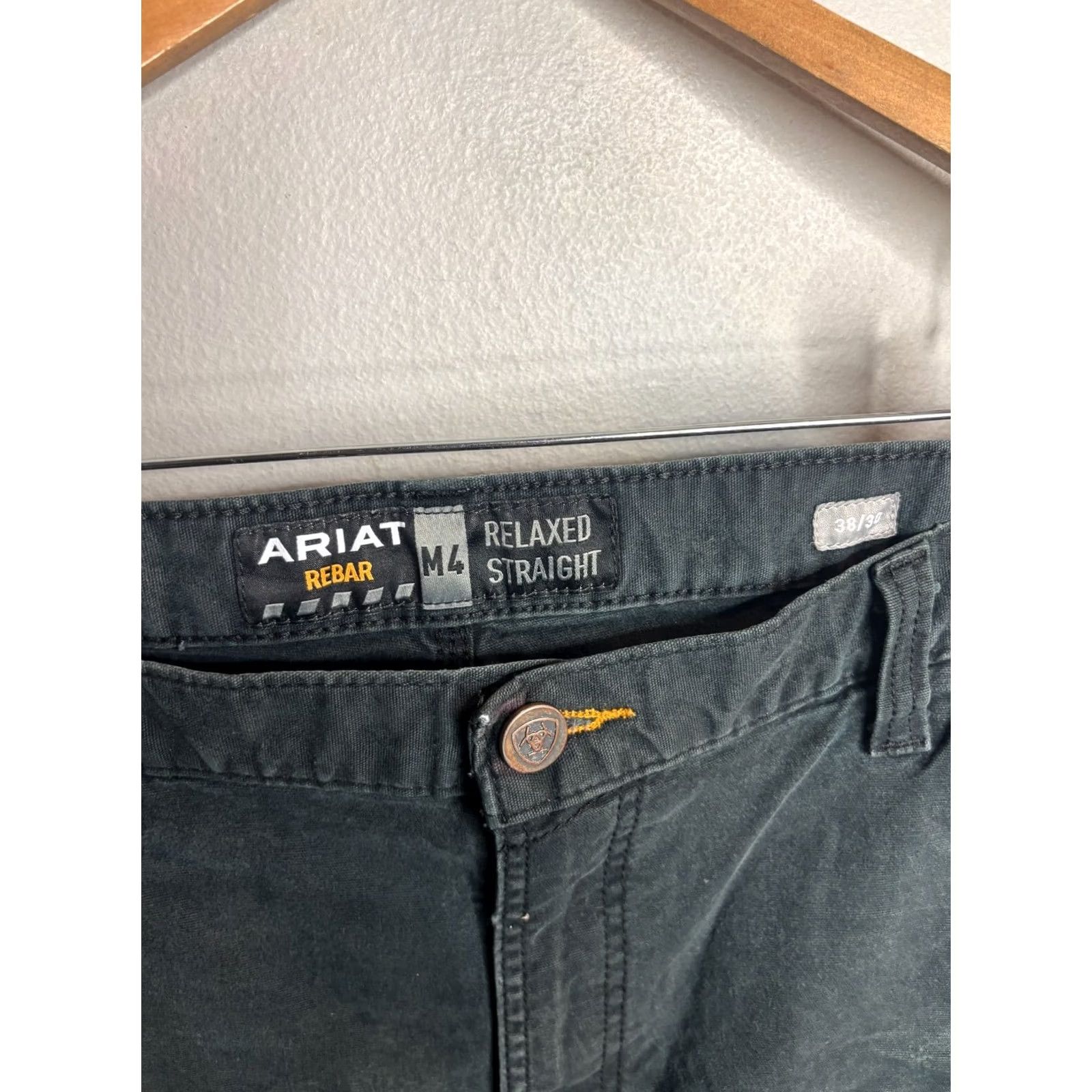 Ariat ARIAT Rebar Pants Mens Relaxed Straight Leg Double Knee Durastar 38x30 Black Size US 38 / EU 54 - 4 Thumbnail