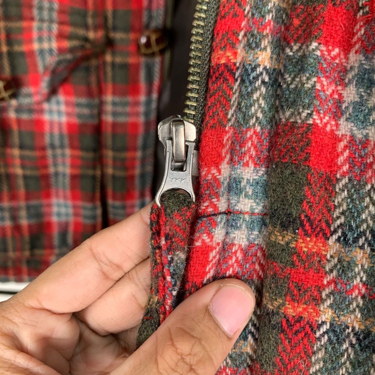 Japanese Brand 291295 HOMME Red Tartan Wool Hooded Coat Jacket #1052-C47 Size US M / EU 48-50 / 2 - 14 Thumbnail