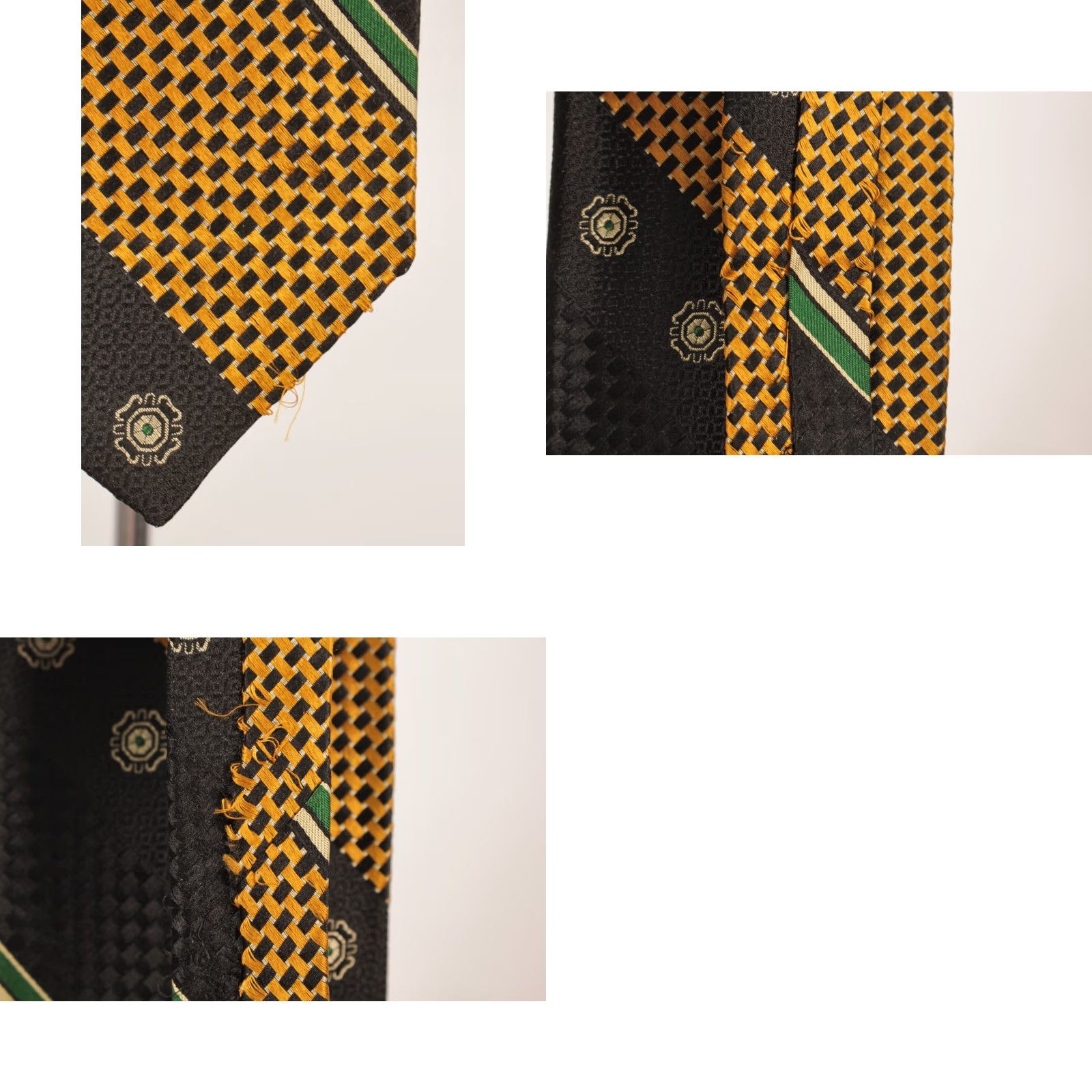 Vintage VTG James Davis Necktie Shirt Silk Tie NOS 70s Black Gold Green Striped Men’s / Adult Mens 56.25" 4" Wide Size ONE SIZE - 9 Thumbnail