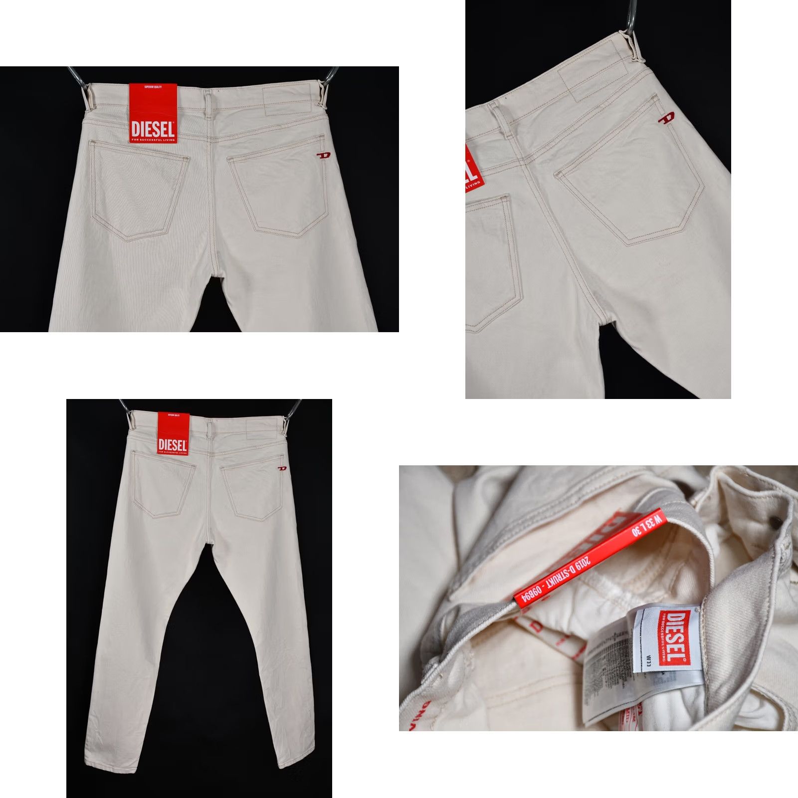 Diesel DIESEL Jeans Main Selling Point D-STRUKT 2019 Slim Fit W33/L30 Men's Jeans Size 33 Cream Cotton 99% Elastane 1% Vintage: No Mens Size US 33 - 8 Thumbnail