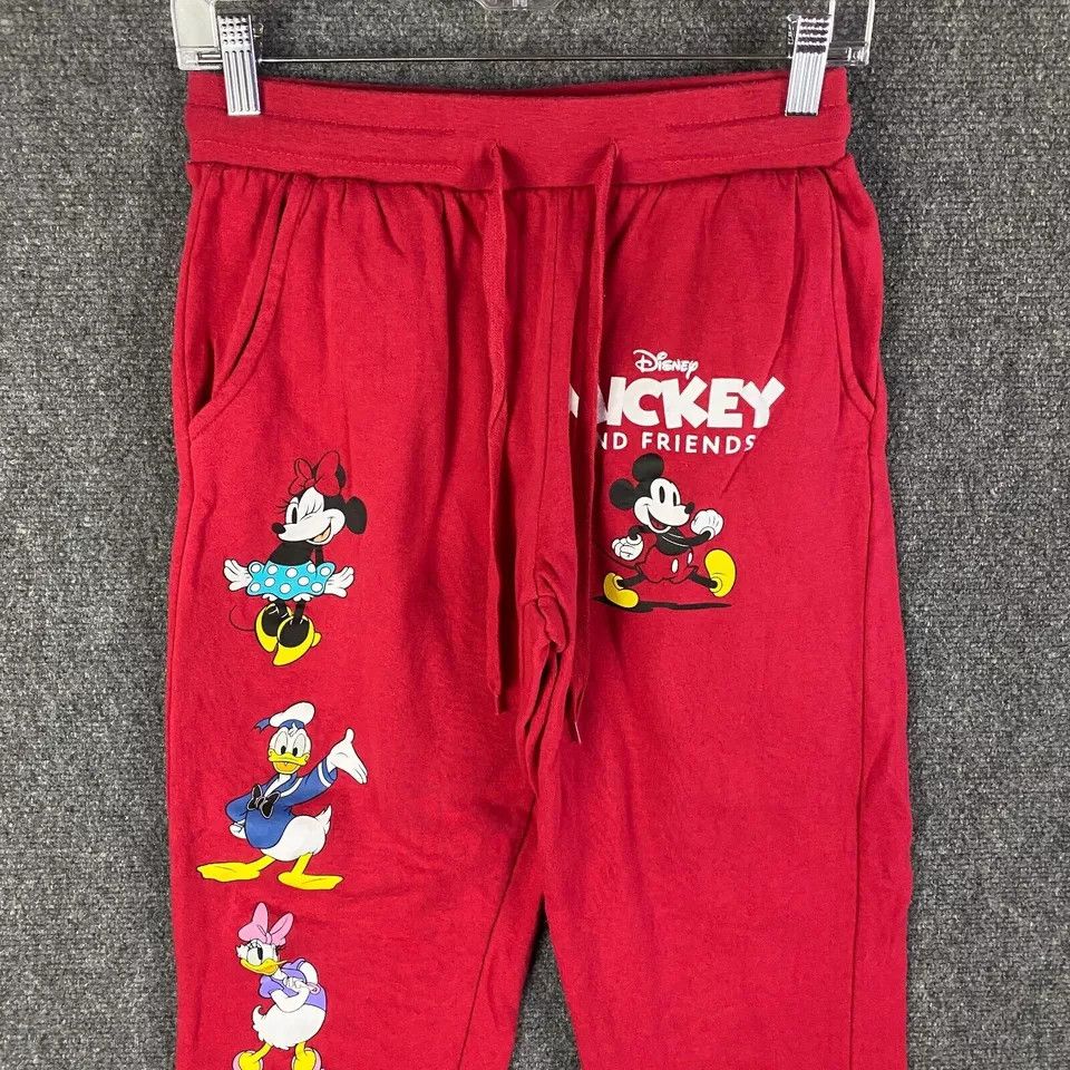Disney Mickey Mouse Sweatpants Women's Small Cropped Drawstring S Size 26" / US 2 / IT 38 - 2 Thumbnail