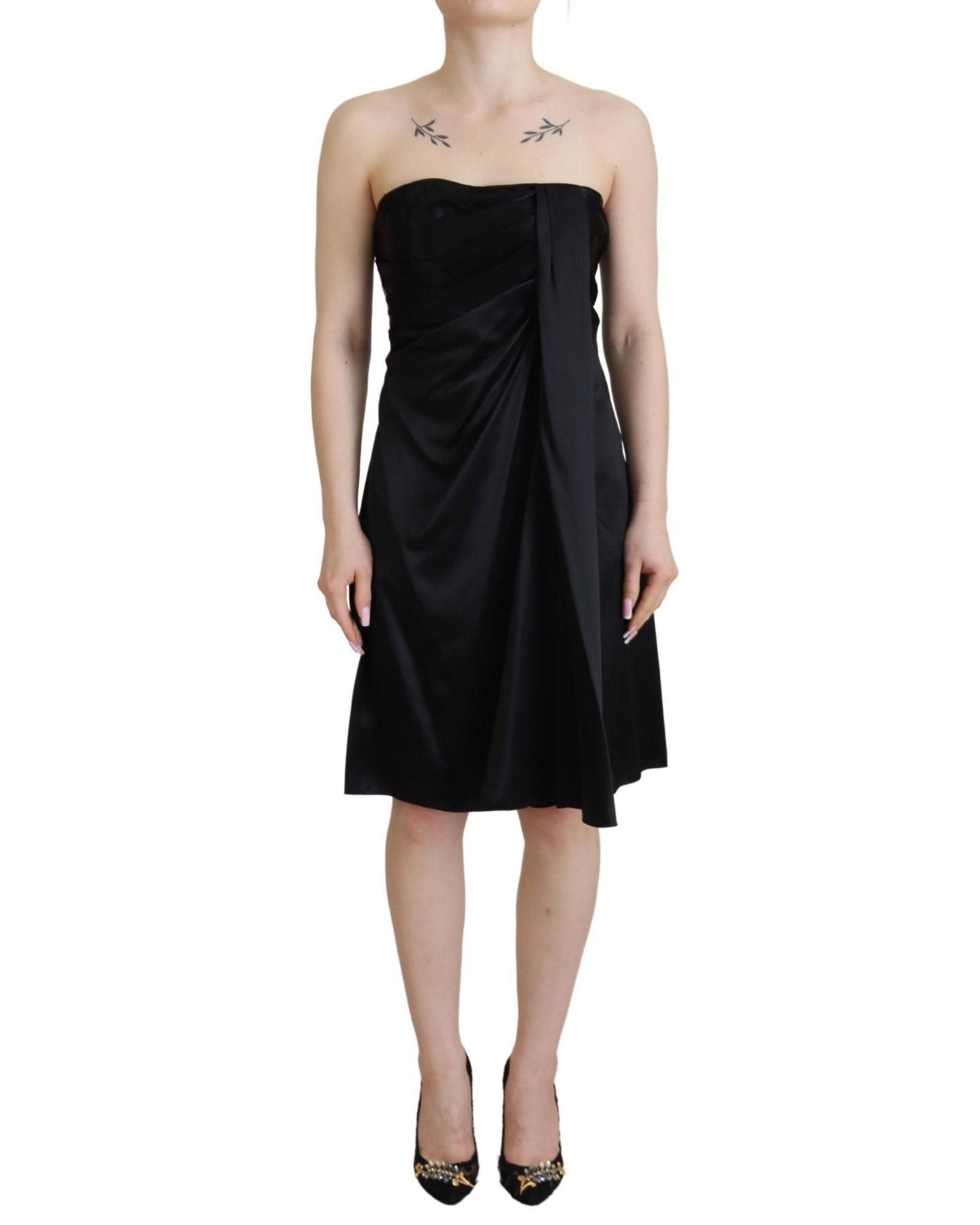 image of Dolce Gabbana Sleeveless Silk Shift Dress in Black, Women's (Size XS)