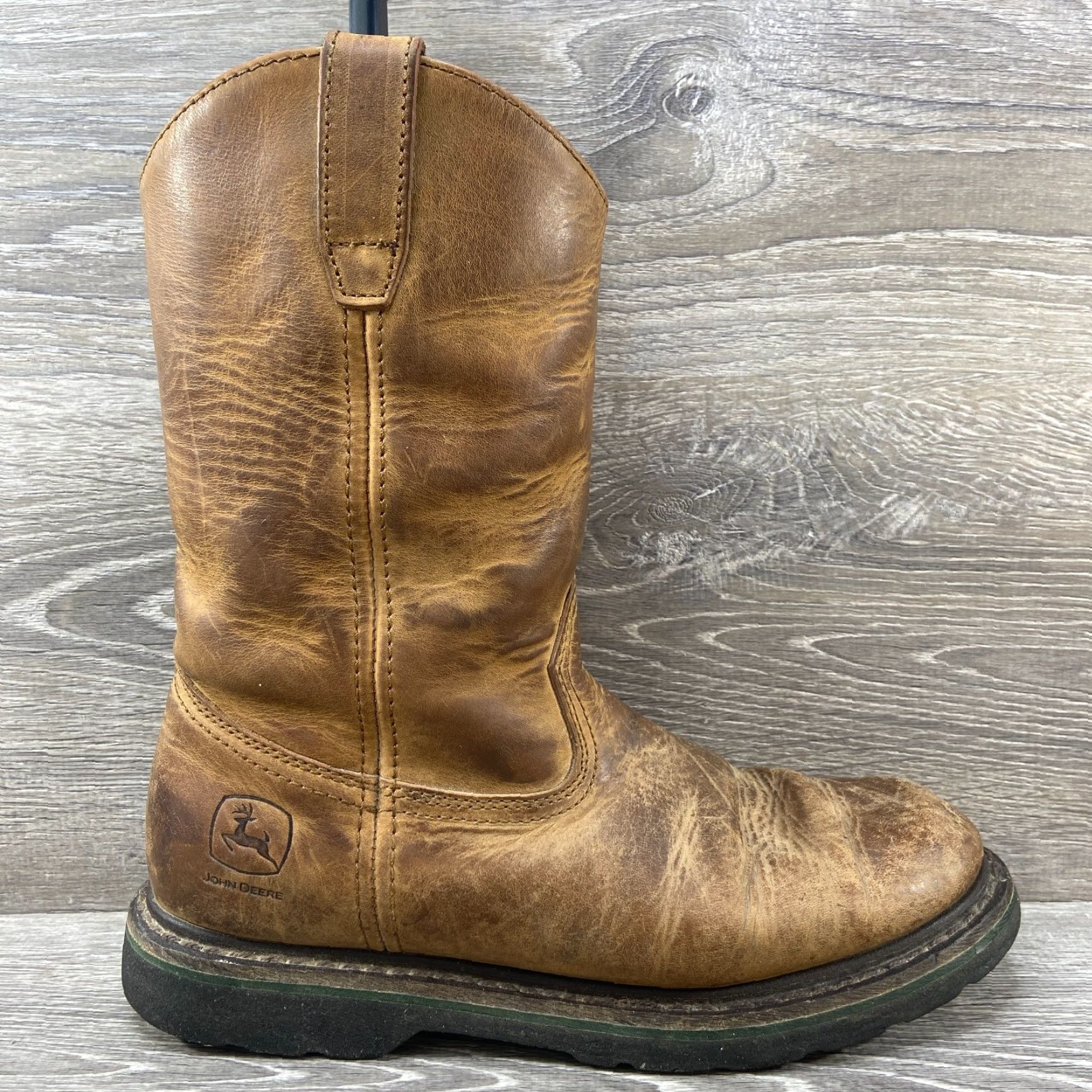 John Deere Dan Post John Deere Brown Leather Round Toe Ropers Cowboy Boots Mens Size 9 W Size US 9 / EU 42 - 2 Thumbnail