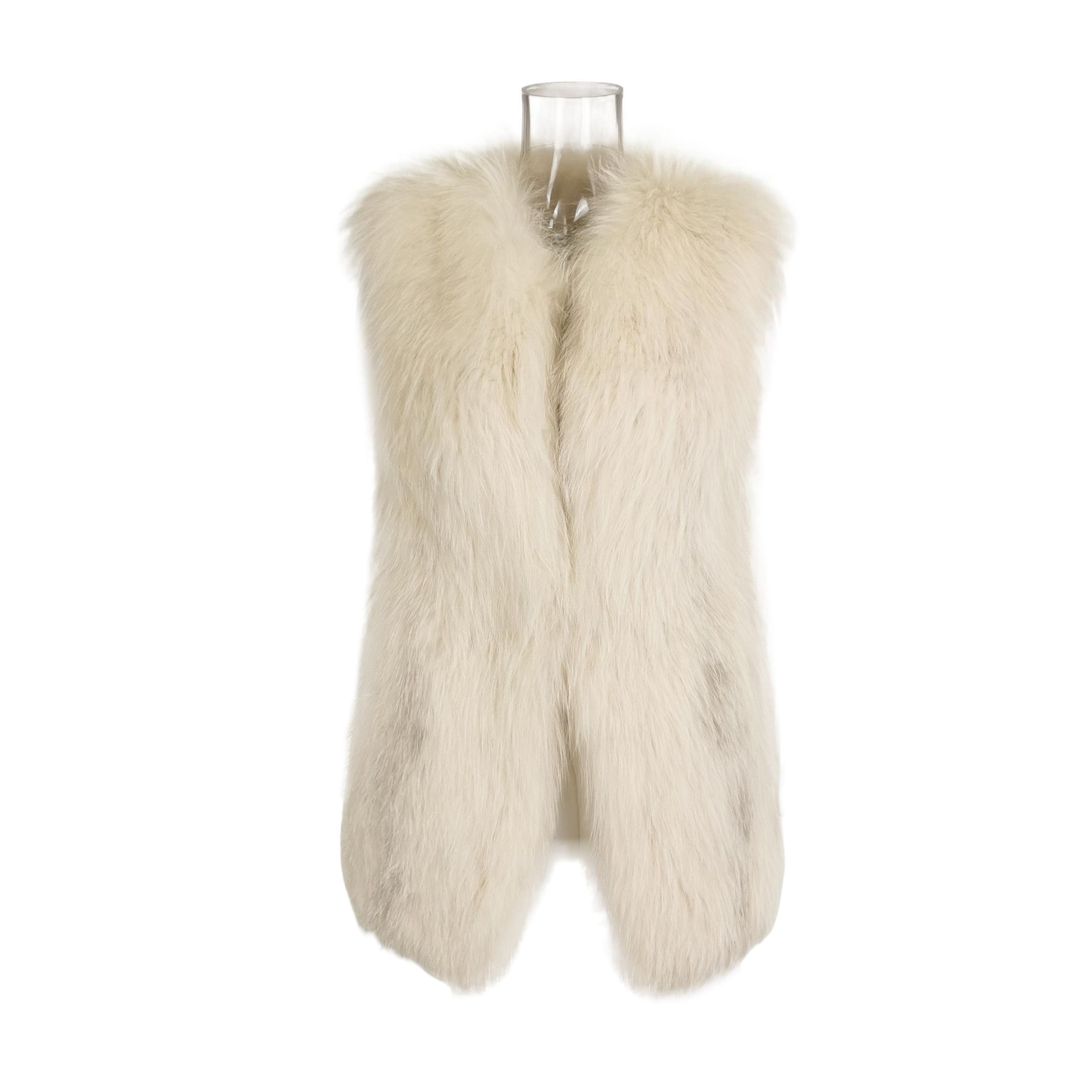 Prada Prada Beige V-Neck Fox Fur Blend Vest 0079 Size US XXS / EU 40 - 1 Thumbnail