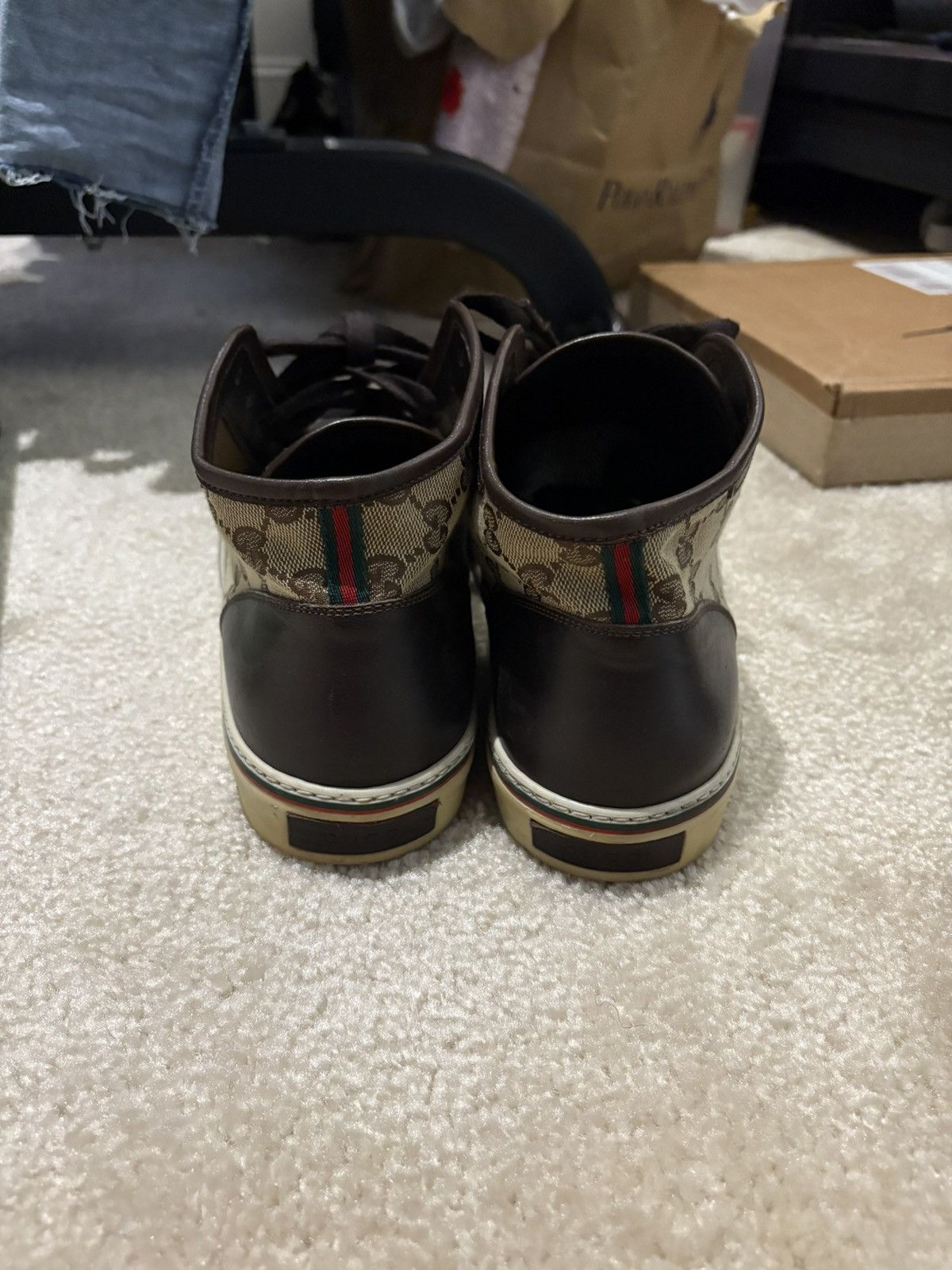 Gucci Gucci GG Canvas Monogram Wingtip High Top Sneaker Size US 10.5 / EU 43-44 - 4 Thumbnail