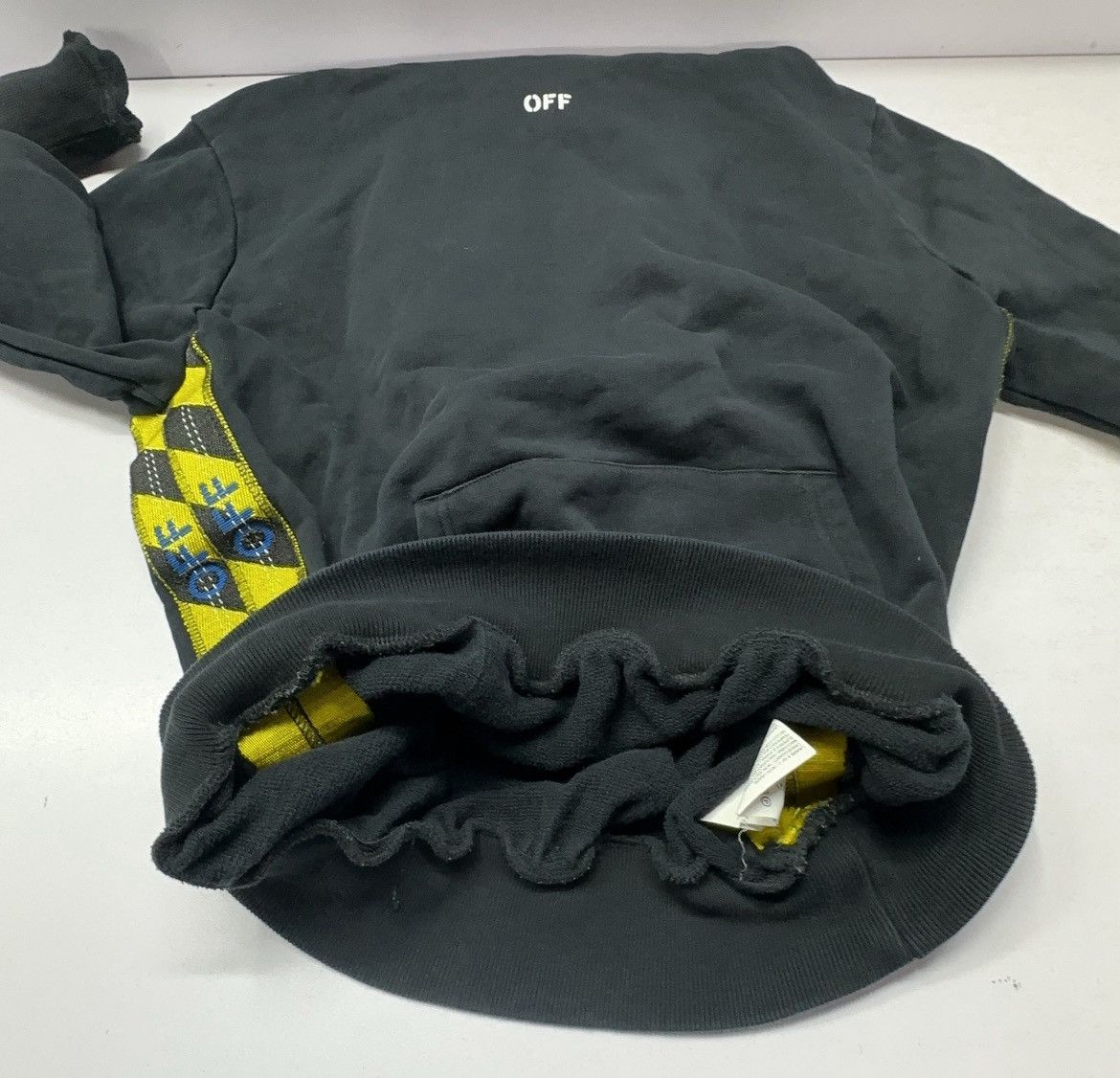 Off-White Off-White Virgil Abloh Tape Over black pullover hoodie Size US XS / EU 42 / 0 - 6 Thumbnail