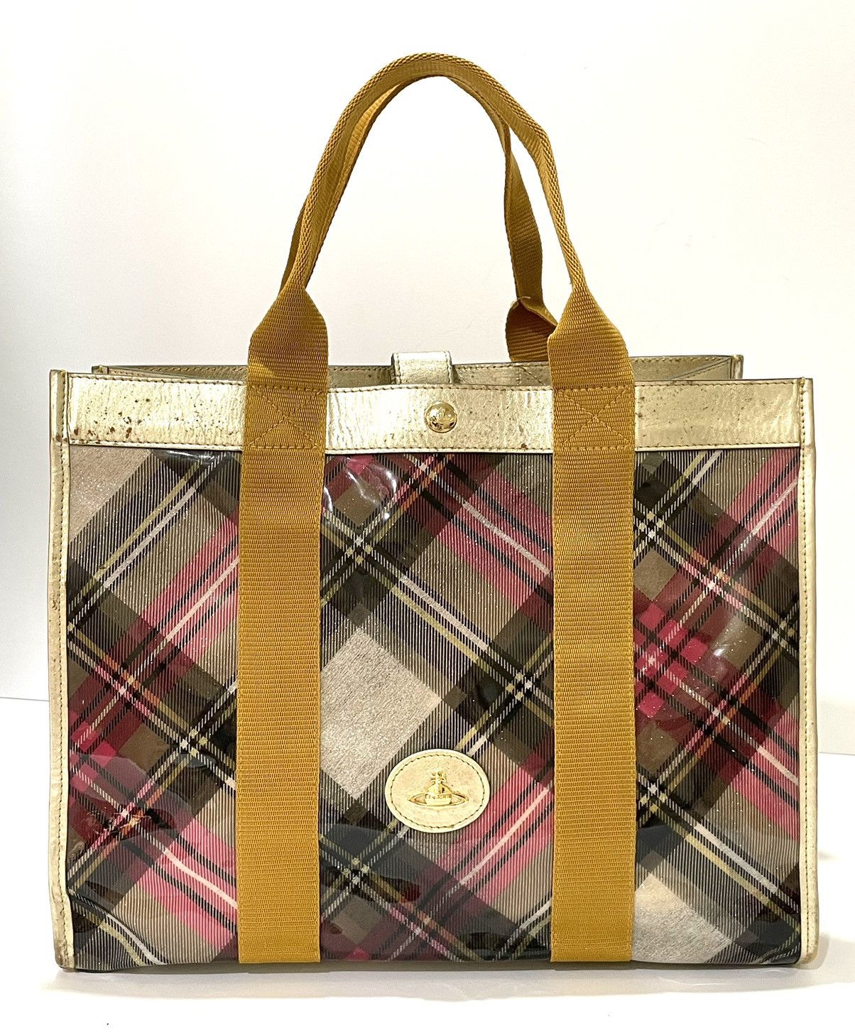 Vivienne Westwood Tartan PVC Tote with Matching Pouch – Gold Trim Size ONE SIZE - 5 Thumbnail