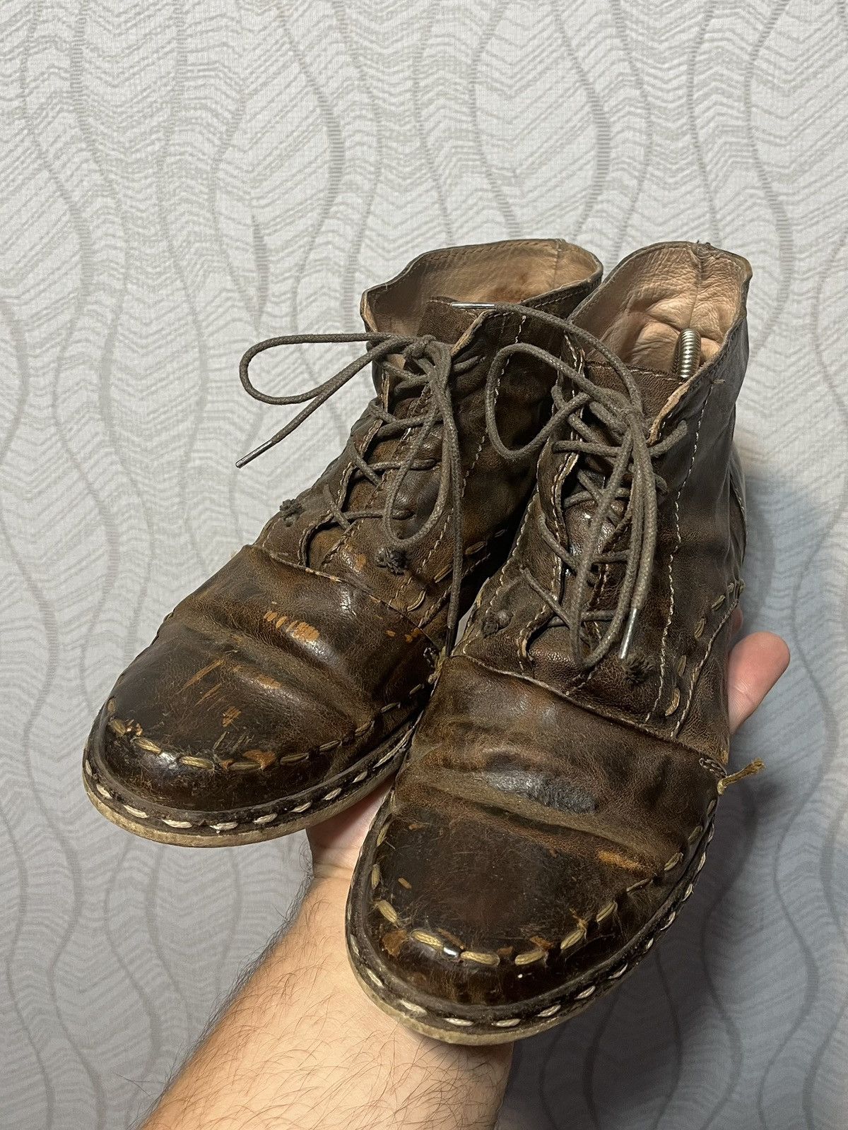 Elia Maurizi Clocharme Avant Garde Leather Distressed Guidi Style Boots Size US 7 / IT 37 - 3 Thumbnail