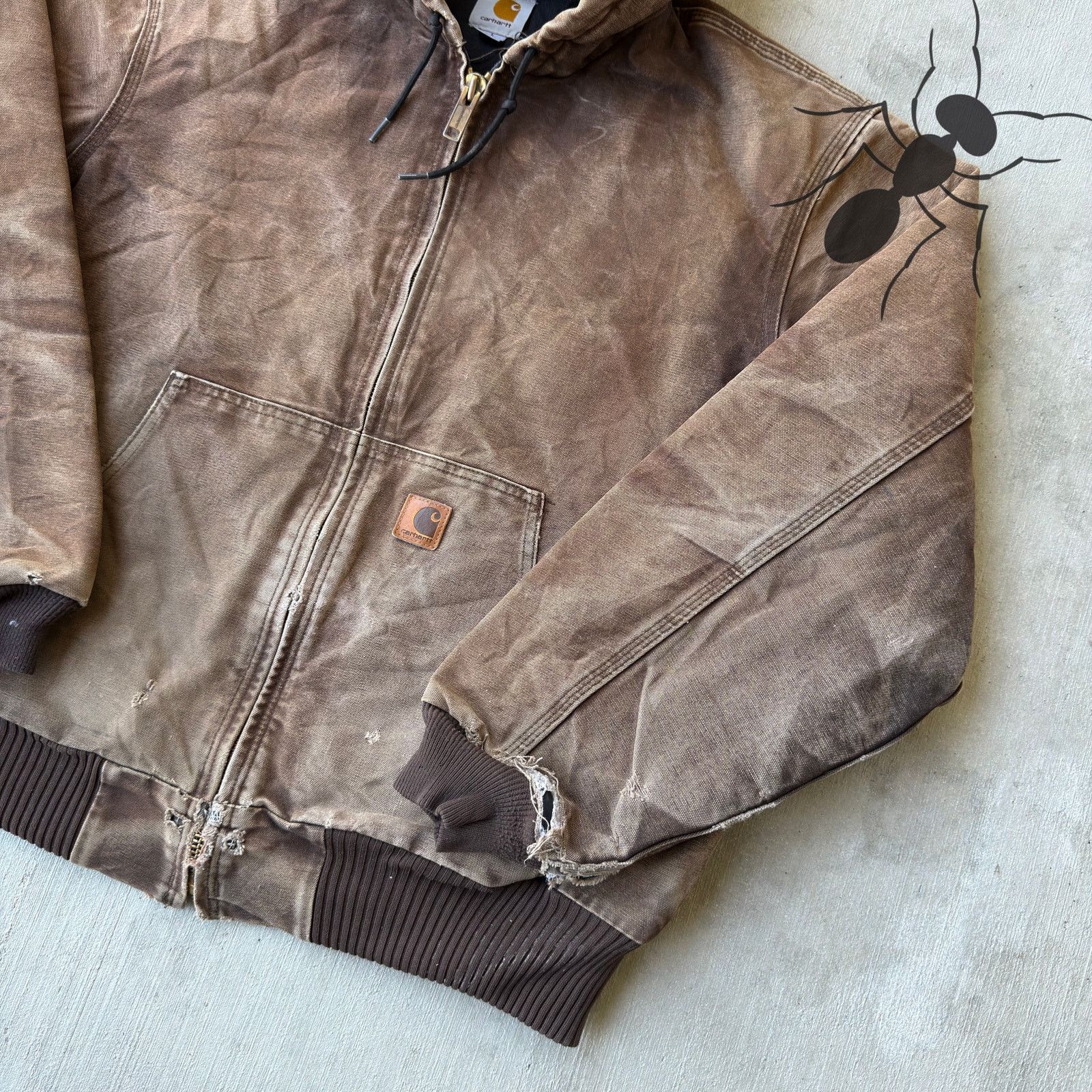 Carhartt × Vintage Carhartt J130 DKB brown hooded work wear jacket Size US L / EU 52-54 / 3 - 4 Thumbnail