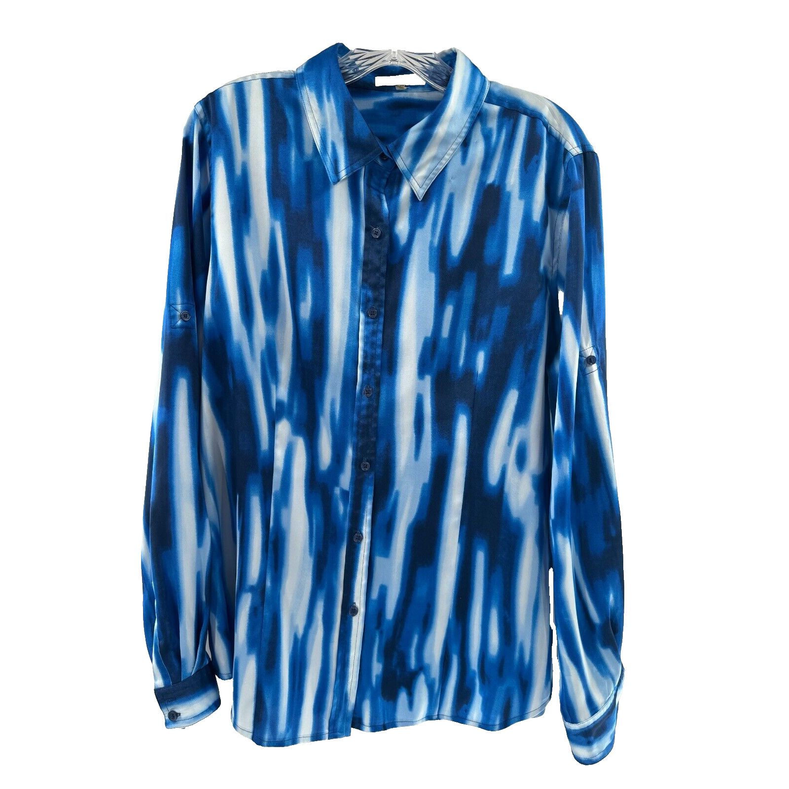 Calvin Klein Calvin Klein Retro Modern Blue White Tie Dye Stripe Shirt L Size L / US 10 / IT 46 - 1 Thumbnail