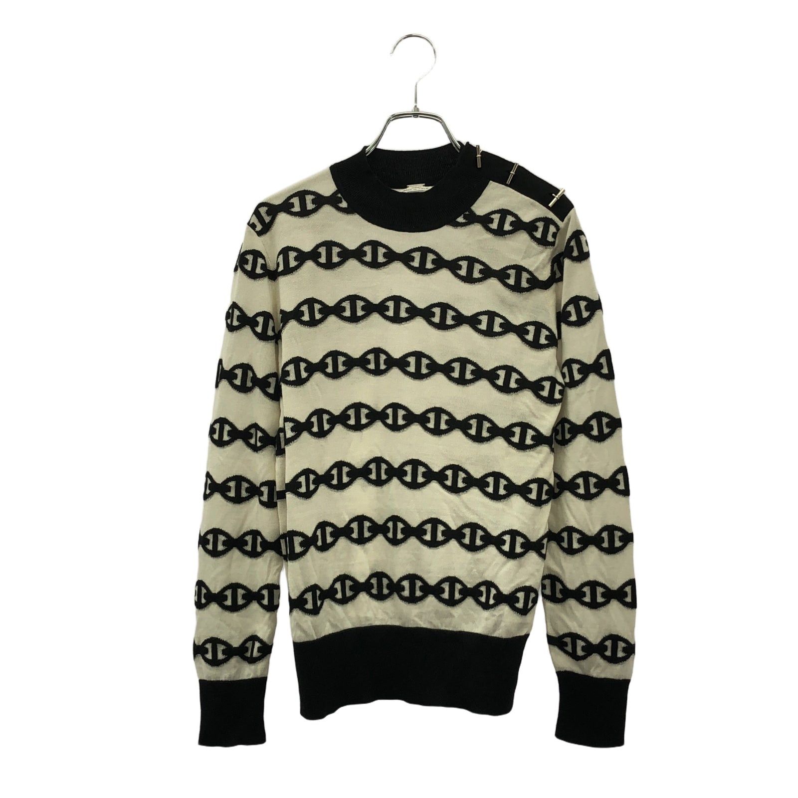 Hermes Hermes Chaîne Knit White Black Cashmere Size ONE SIZE - 1 Thumbnail