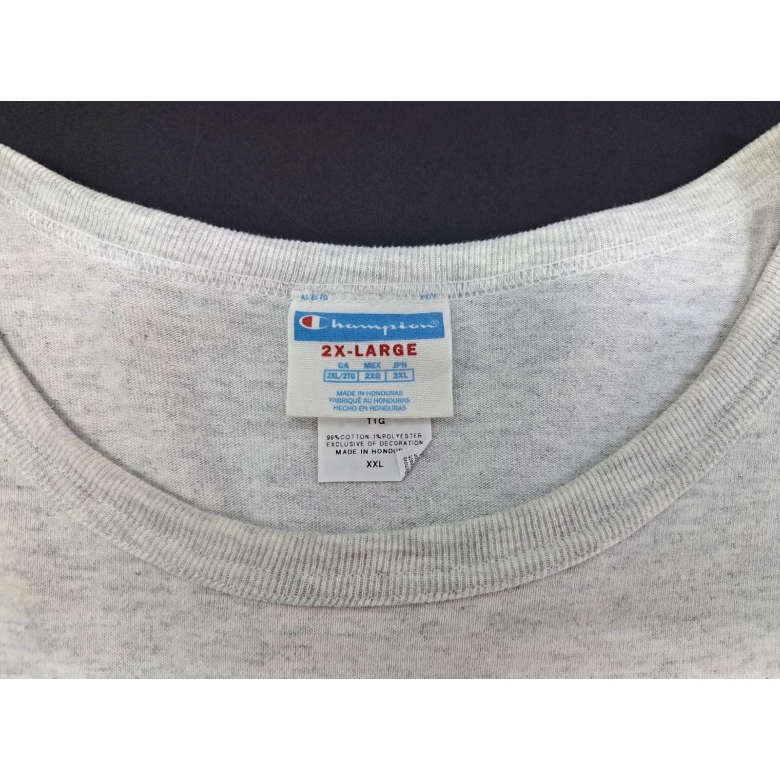 Champion VINTAGE Champion Short Sleeve Shirt Mens 2XL Light Grey Cotton Crew Neck Graphic Print Long Sleeve Regular Fit 4896 Size US XXL / EU 58 / 5 - 2 Thumbnail