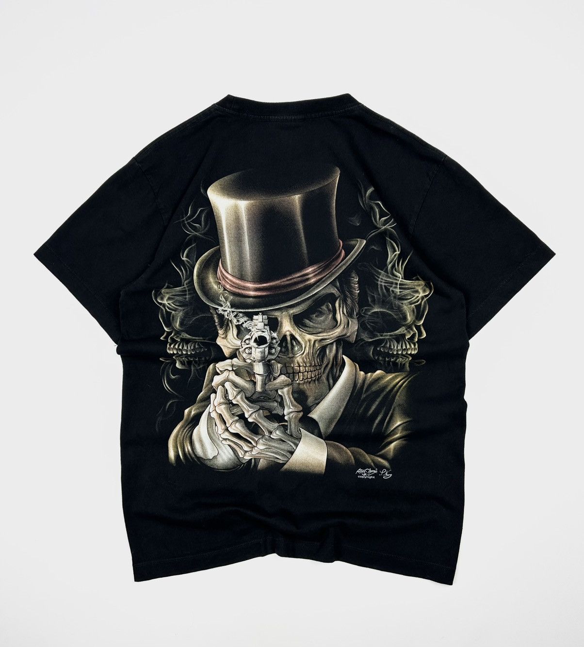 Vintage Vintage Rock Chang tee Skull Gun T-shirt y2k Size US M / EU 48-50 / 2 - 2 Thumbnail
