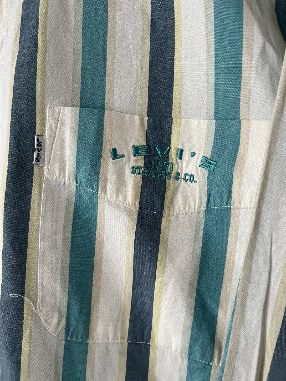Levi's Vintage Levi's Striped Oxford Button Shirt Longsleeve Green Size US XL / EU 56 / 4 - 3 Thumbnail