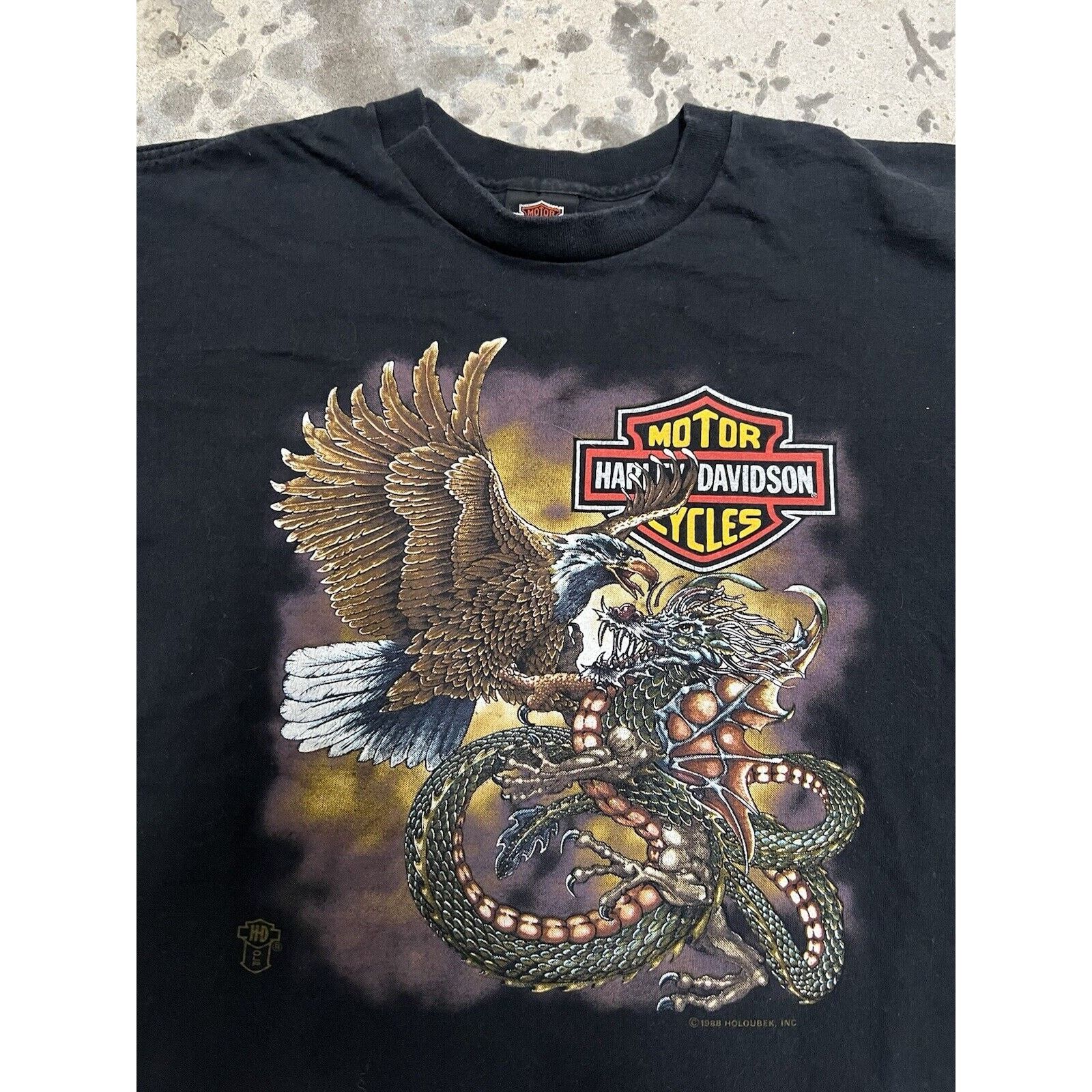 Harley Davidson × Vintage Vintage 1988 80s Harley-Davidson Eagle Snake Battle Shirt Size US L / EU 52-54 / 3 - 2 Thumbnail