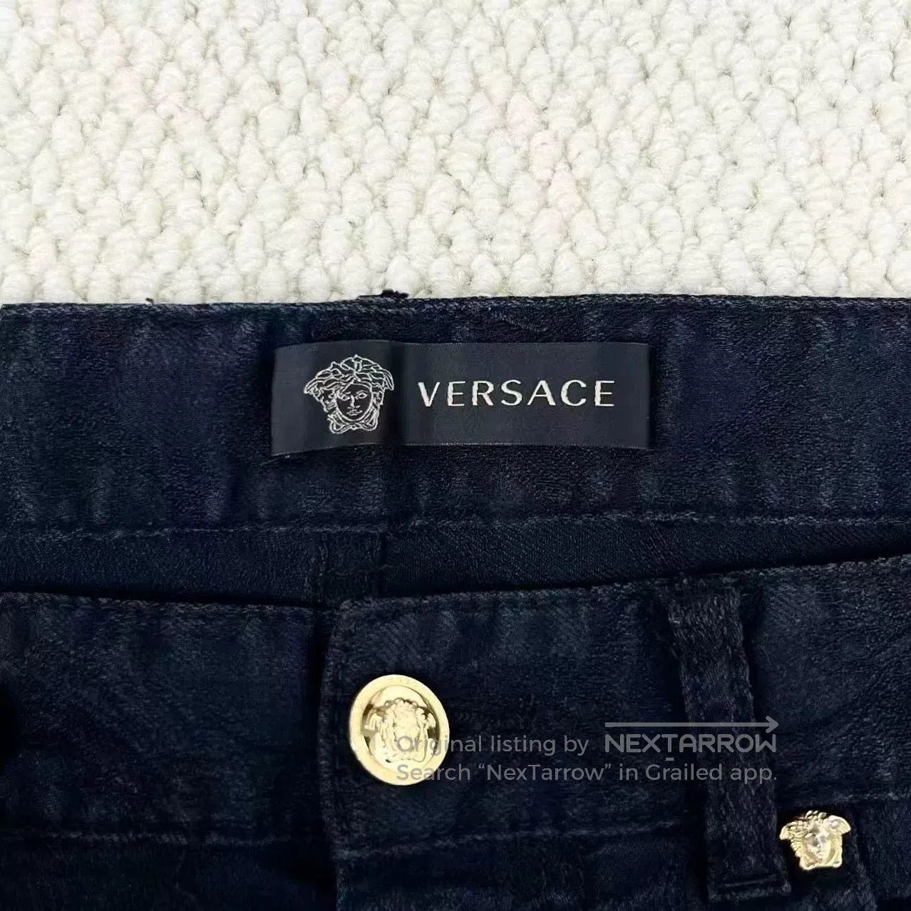 Versace Versace Black Medusa Leather Patch Jeans. Size US 38 / EU 54 - 3 Thumbnail
