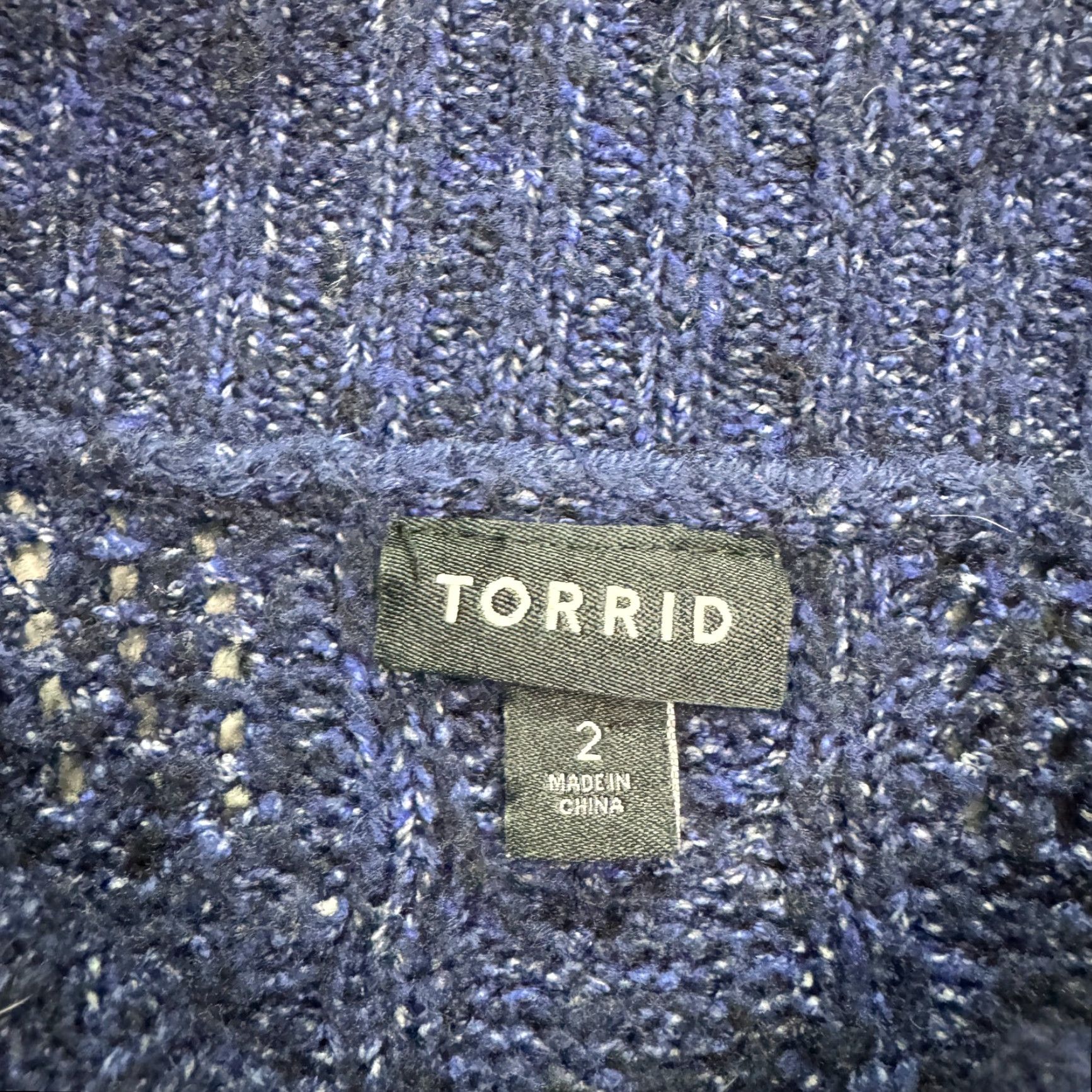 Torrid Torrid Wool? No—Torrid Marbled Cable Pointelle Knit Cowl Pullover Sweater Womens Plus 2X Blue Size XXL / US 16-18 / IT 52-54 - 5 Thumbnail