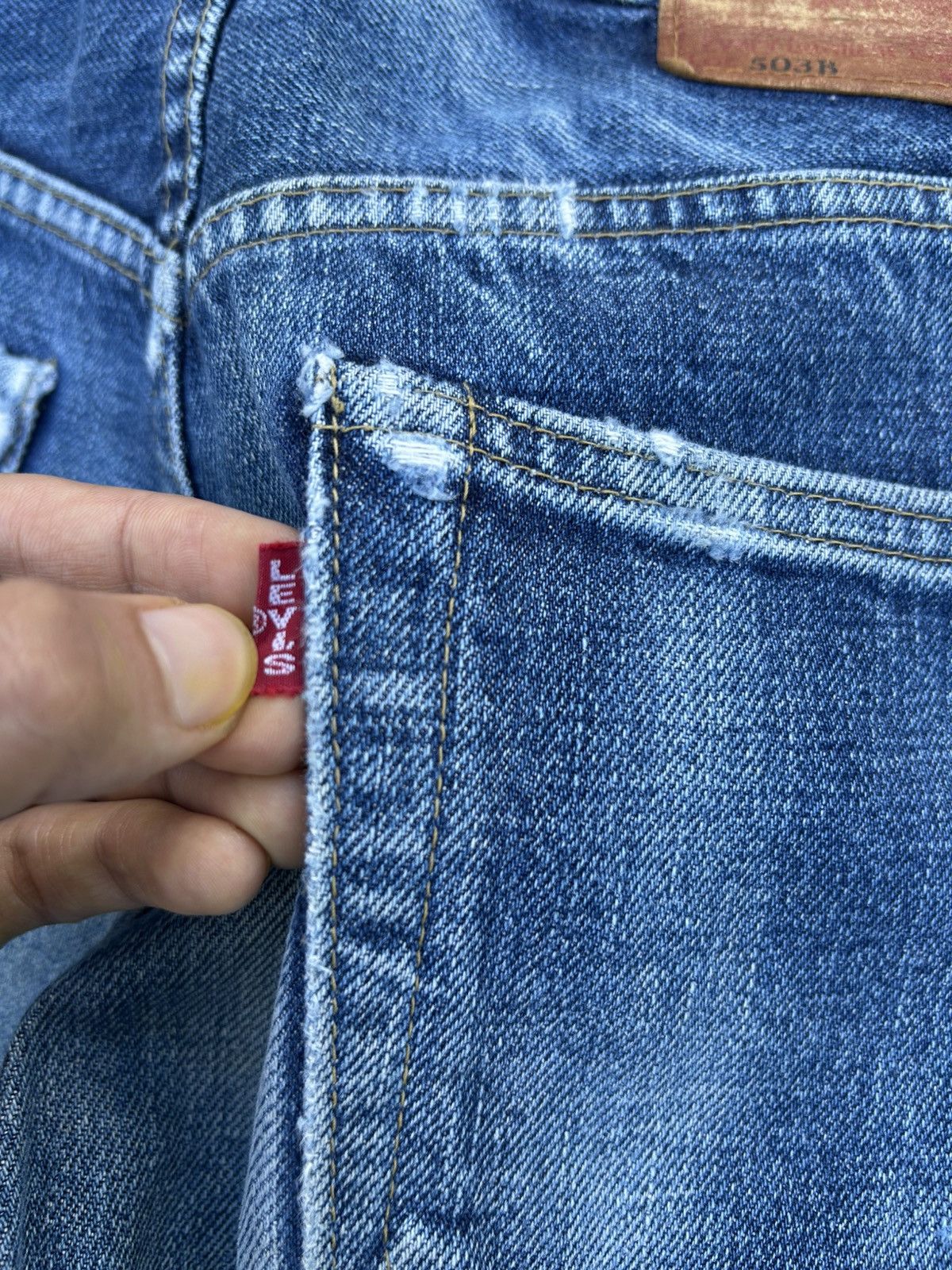 Kapital Vintage Levis Big E Selvedge Short Distressed Denim jeans Size US 33 - 5 Thumbnail