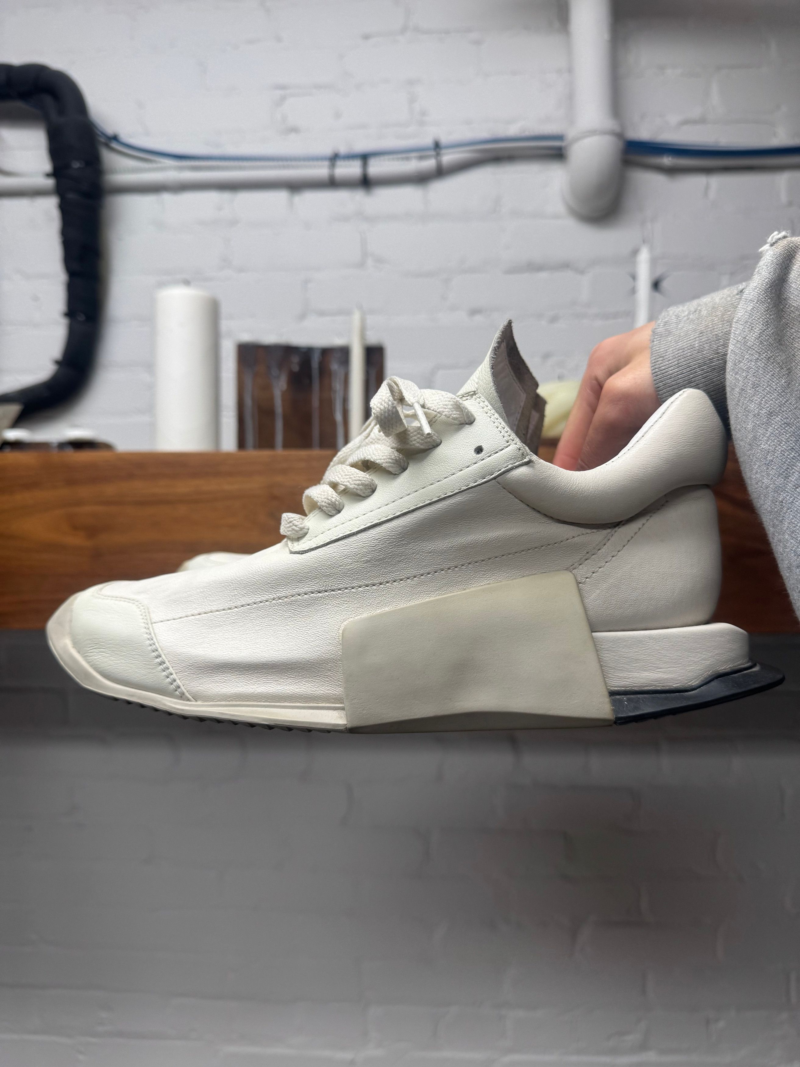 Rick Owens SS2021 Rick Owens ‘Phlegethon’ Milk White Leather Runners Size US 7.5 / EU 40-41 - 1 Thumbnail