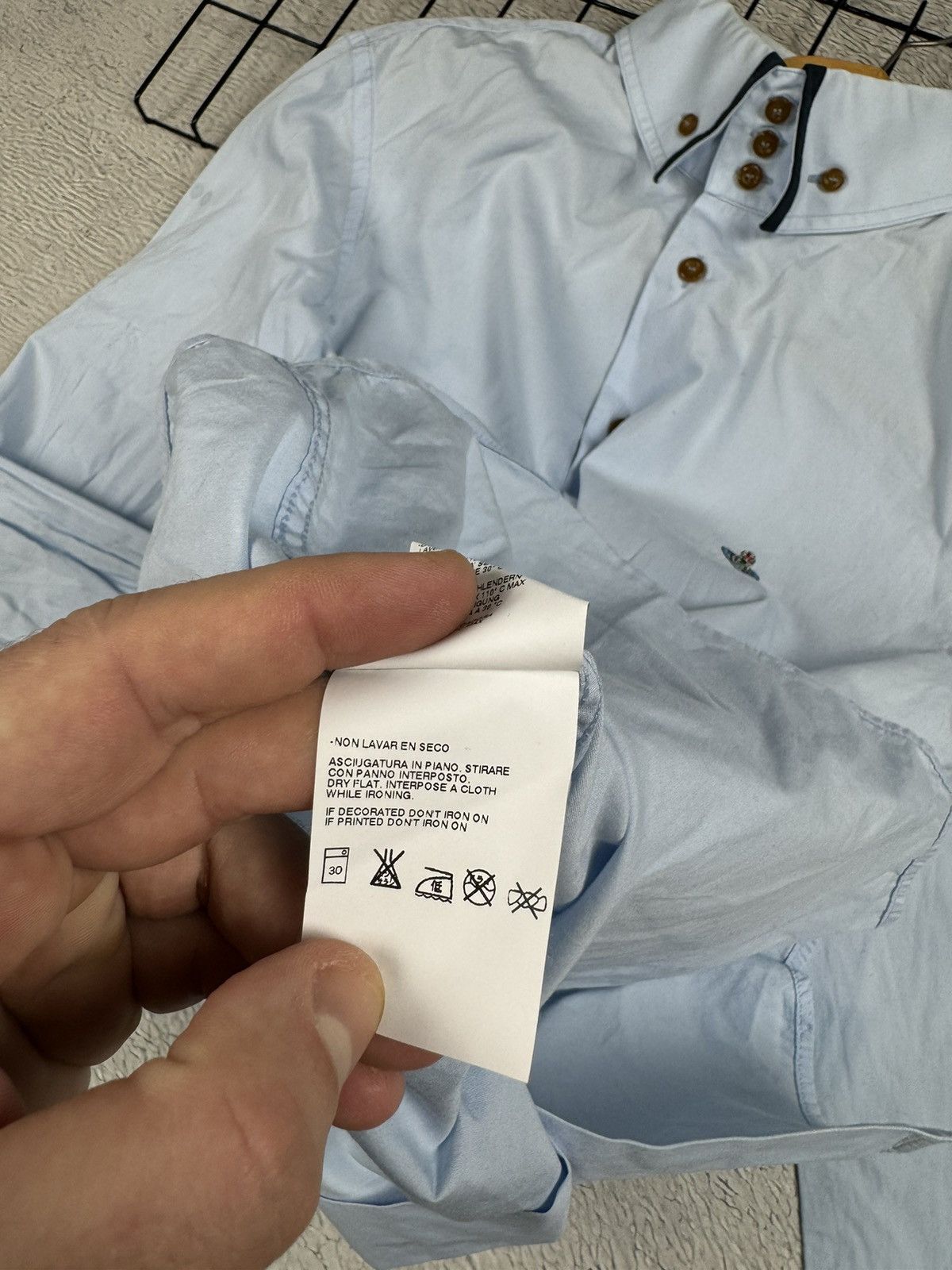Vintage × Vivienne Westwood Blue Vivienne Westwood 3 Button Krall Shirt Orb Embroidery Size US XL / EU 56 / 4 - 11 Thumbnail