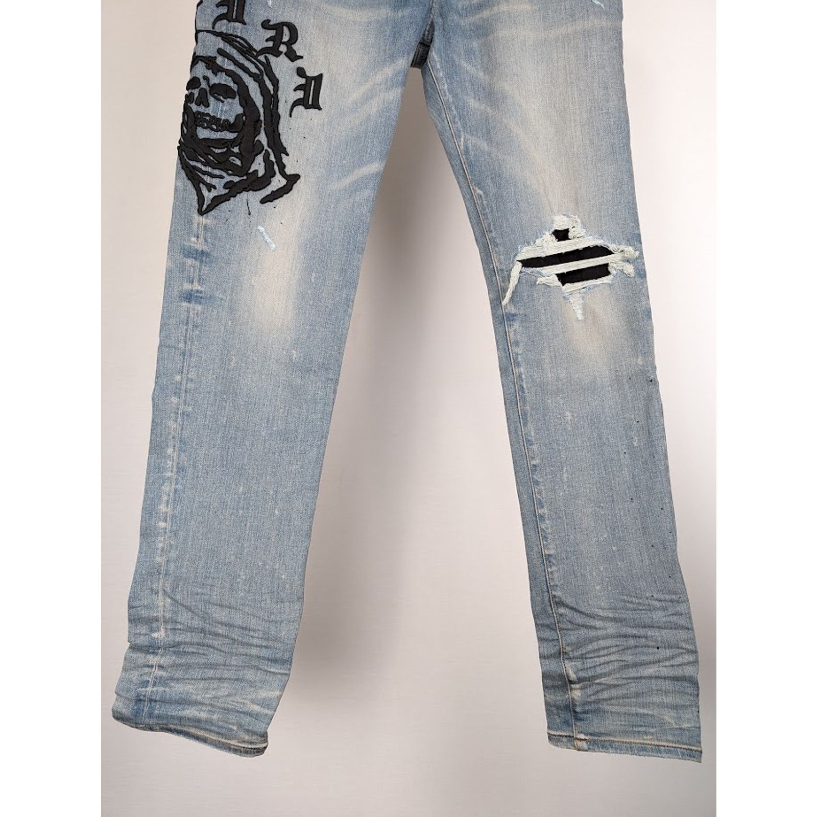 Amiri o1rshd1 Q:3 / Wes Lang Reaper Logo Jeans in Clay Indigo Size US 31 - 4 Thumbnail