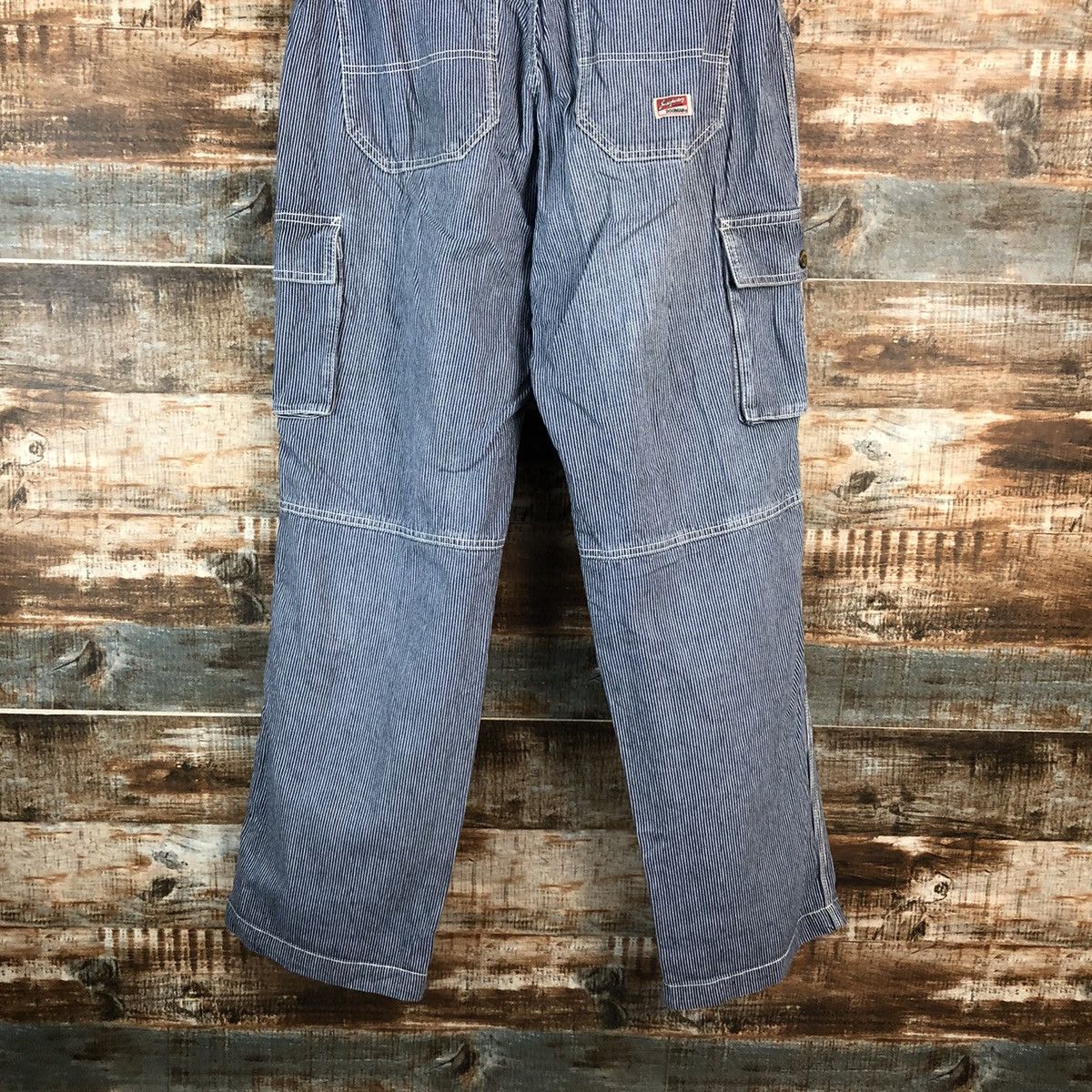 Japanese Brand Dogman Blue Striped Multipocket utility cargo Pants #A2160 Size US 33 - 17 Thumbnail