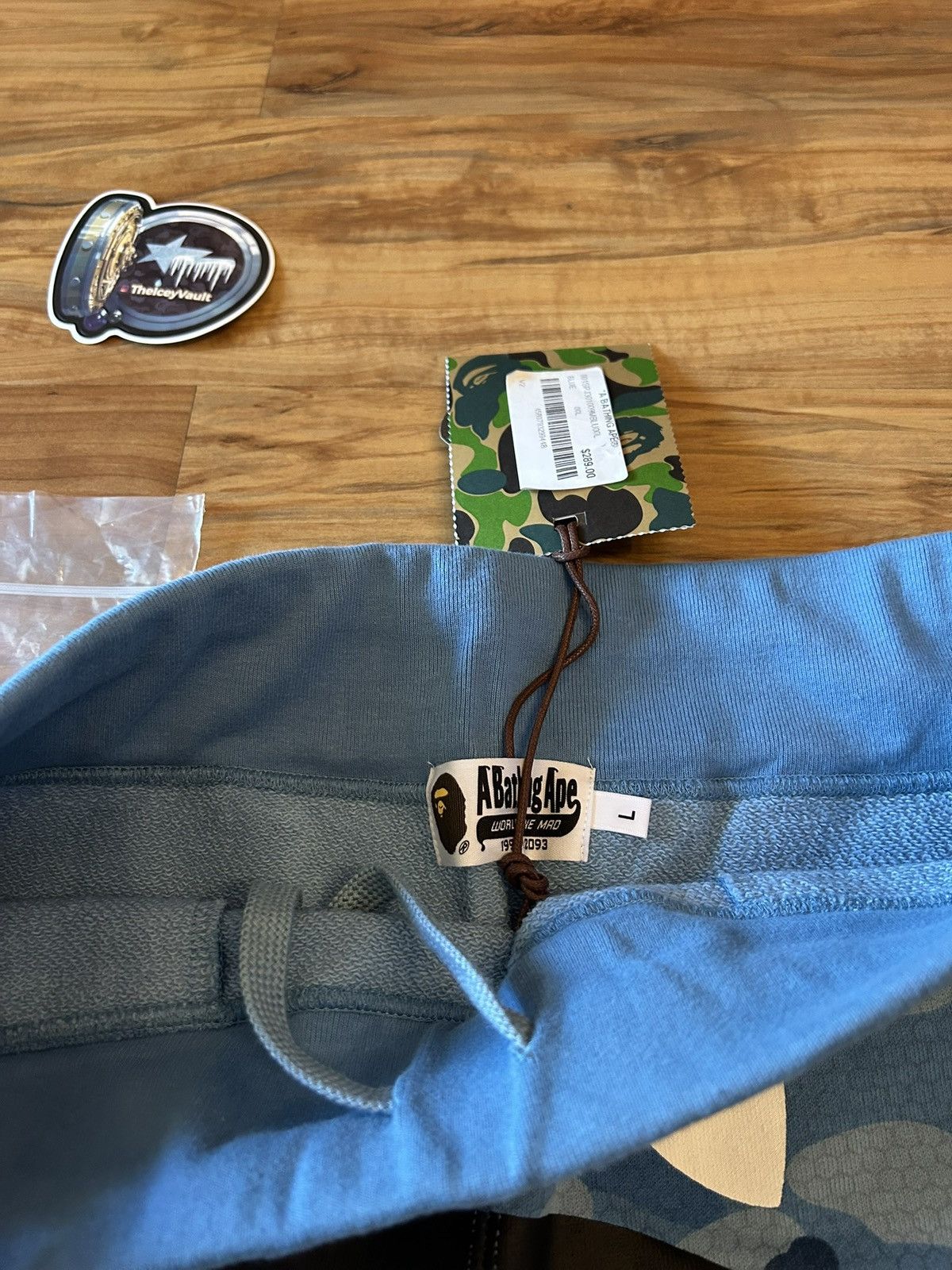 NEW Bape Blue HoneyComb Camo Shark Sweat Shorts