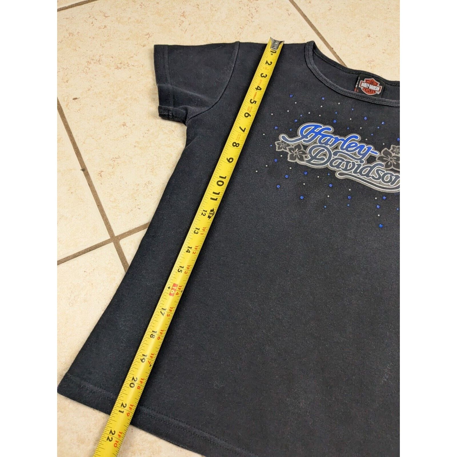 Harley Davidson Harley Davidson Shirt Sz L Black Rhinestones Logo Reno Size L / US 10 / IT 46 - 5 Thumbnail