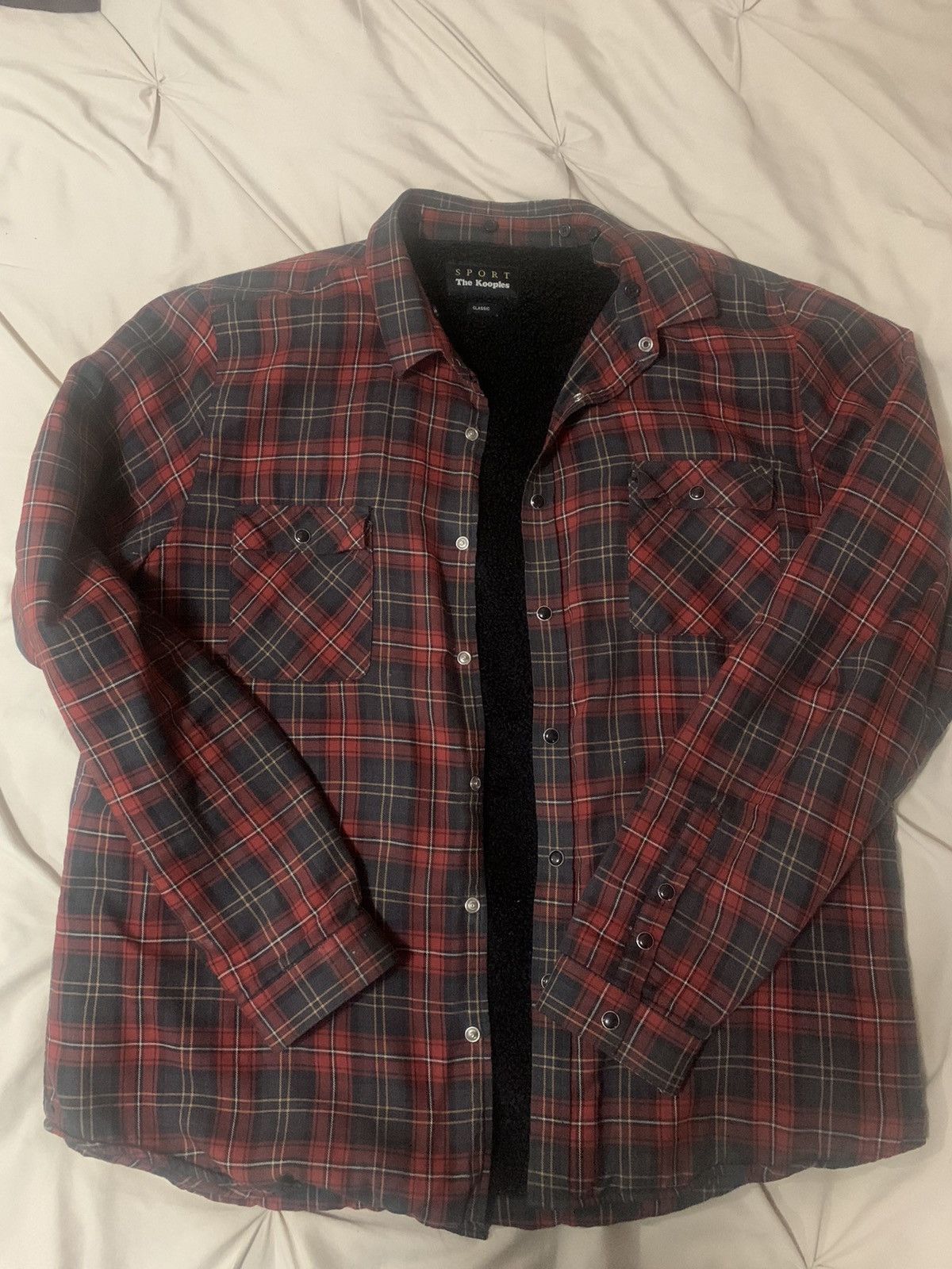 The Kooples The Kooples Men's Flannel Snap Button Front Teddy Jacket Size US L / EU 52-54 / 3 - 1 Thumbnail