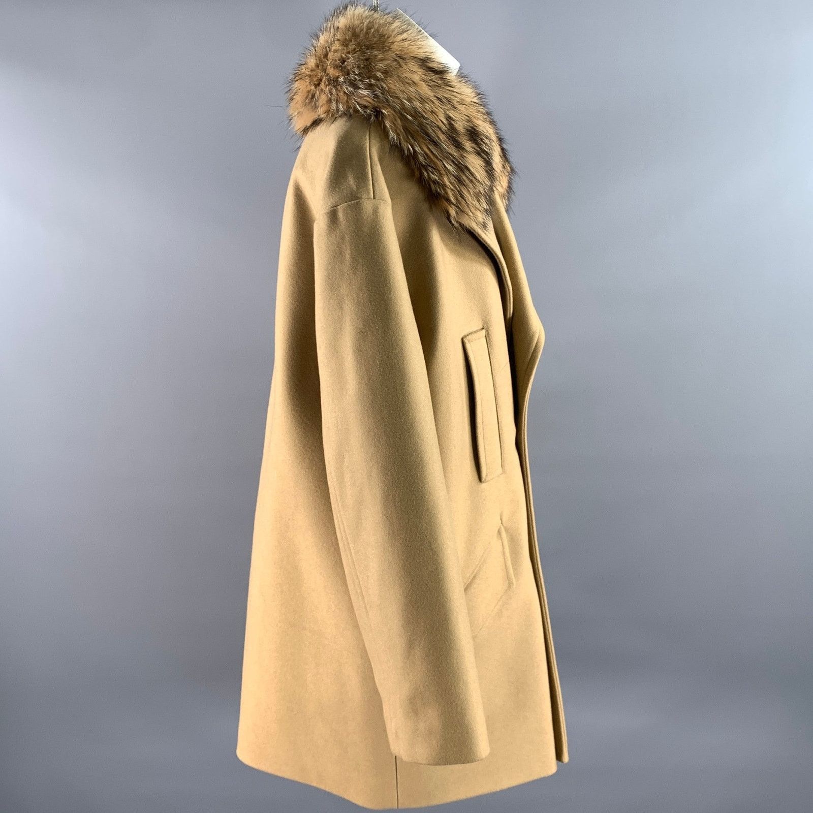 Michael Kors MICHAEL KORS XL Camel Wool Blend Fur Collar Double Coat Size XL / US 12-14 / IT 48-50 - 3 Thumbnail