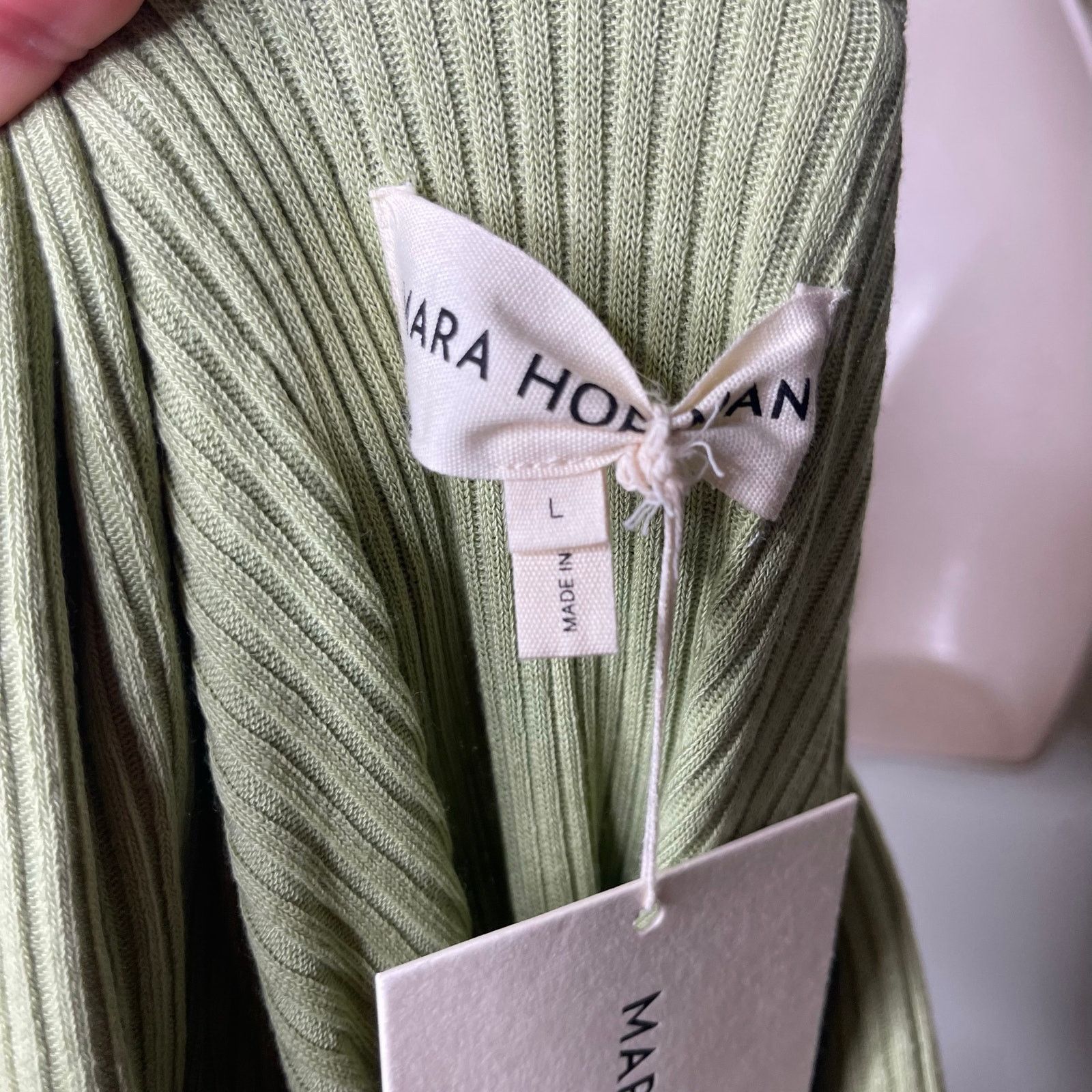 Mara Hoffman NWOT MARA HOFFMAN Light Green Stretchy Ribbed Emery Dress L Size L / US 10 / IT 46 - 3 Thumbnail