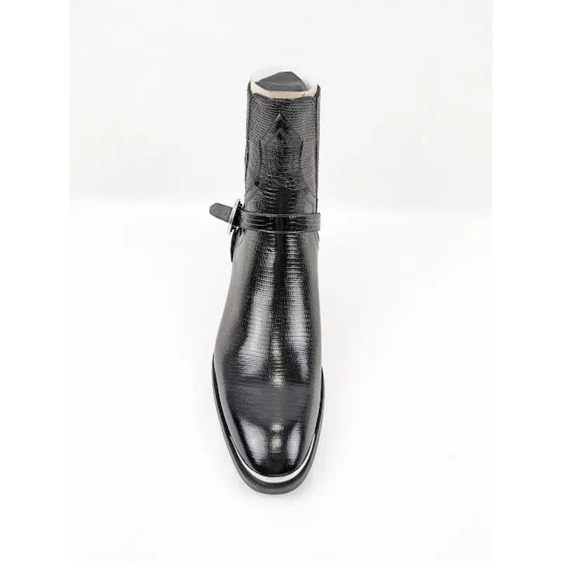 Celine o1rshd1 Chelsea Lizard Stamped Calfskin Issac Boots in Black Size US 7 / EU 40 - 6 Thumbnail