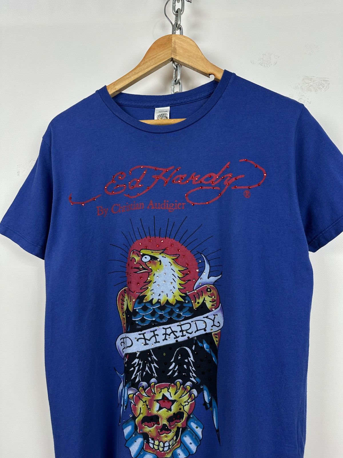 Ed Hardy Vintage Ed Hardy Rhinestones Skull Eagle Blue T-Shirt Size US M / EU 48-50 / 2 - 3 Thumbnail