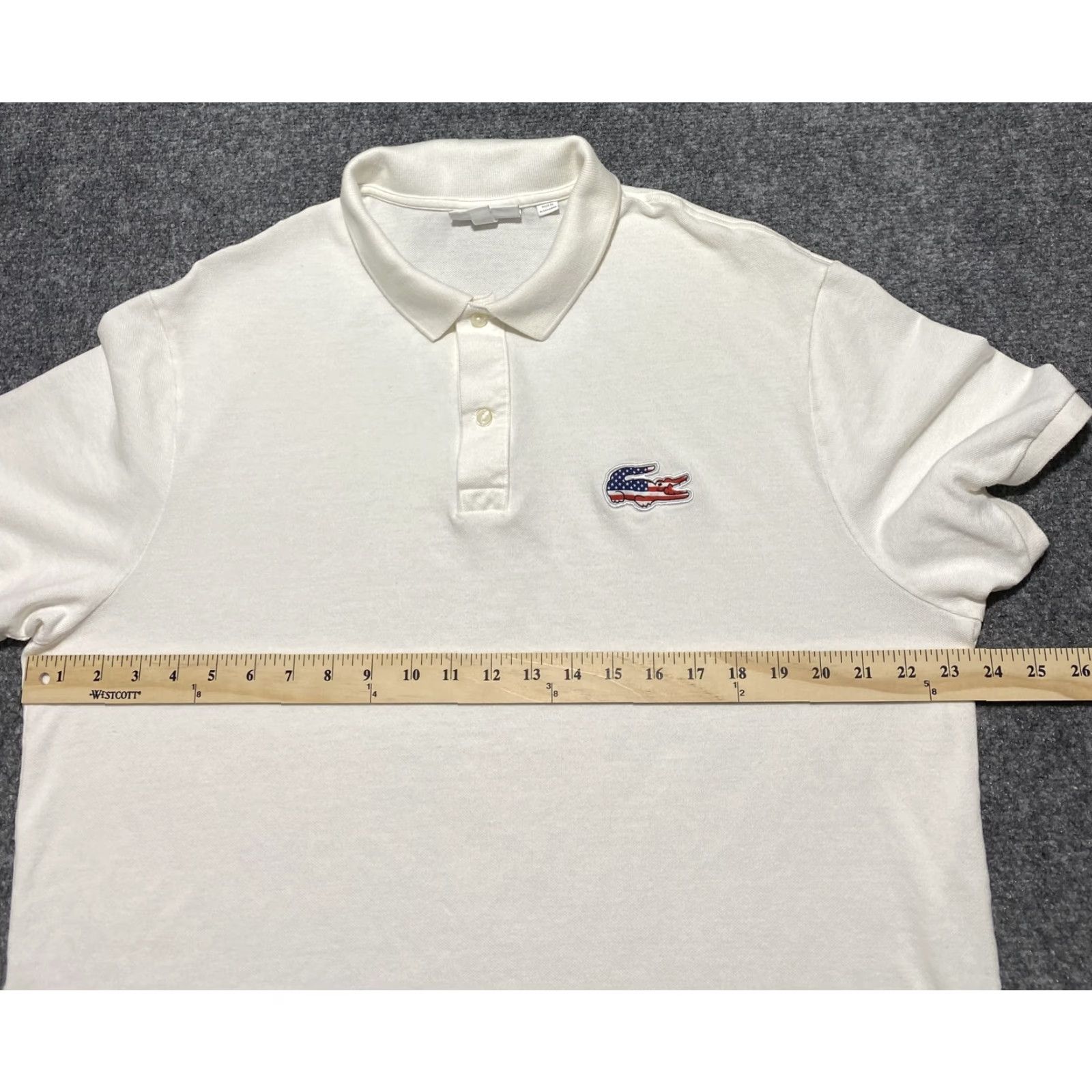 Lacoste Lacoste Polo Shirt Mens 4XL White Slim Fit American Flag Croc Embroidered Logo Shirt Size US XXL / EU 58 / 5 - 7 Thumbnail