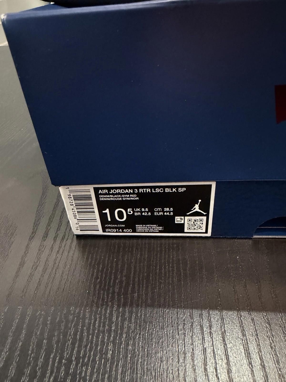Jordan Brand Nike Air Jordan 3 Retro Levi’s Black IR0914-400 Men’s 10.5 Size US 10.5 / EU 43-44 - 10 Thumbnail