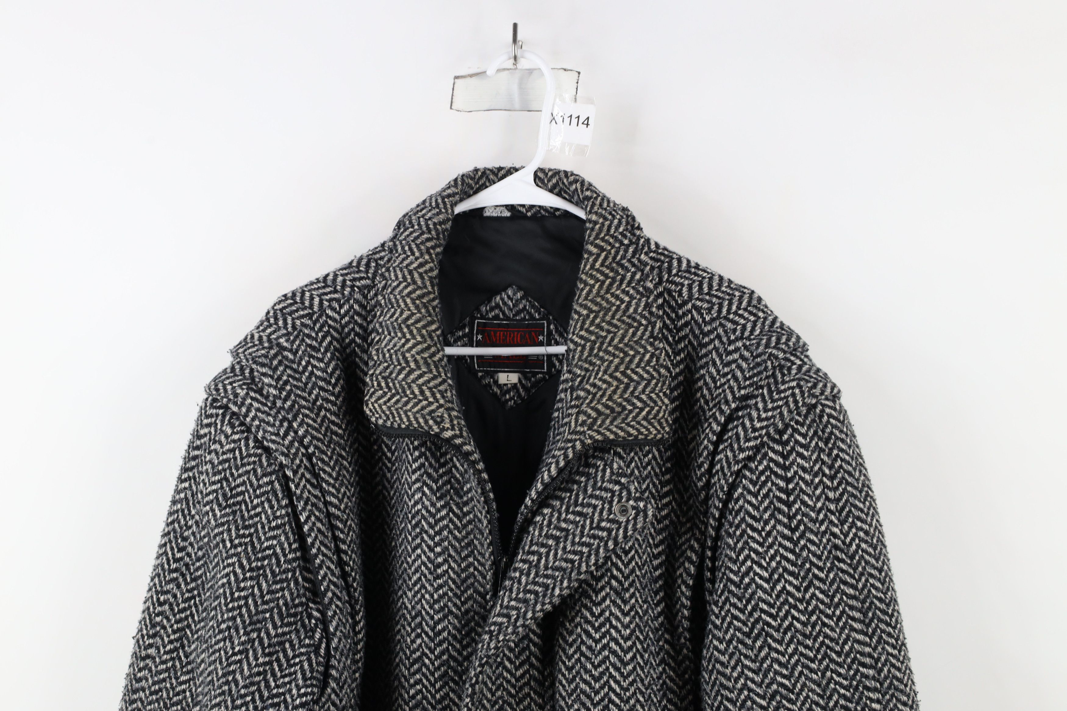 Vintage Vintage 90s Streetwear Blend Herringbone Tweed Bomber Jacket Size US L / EU 52-54 / 3 - 2 Thumbnail