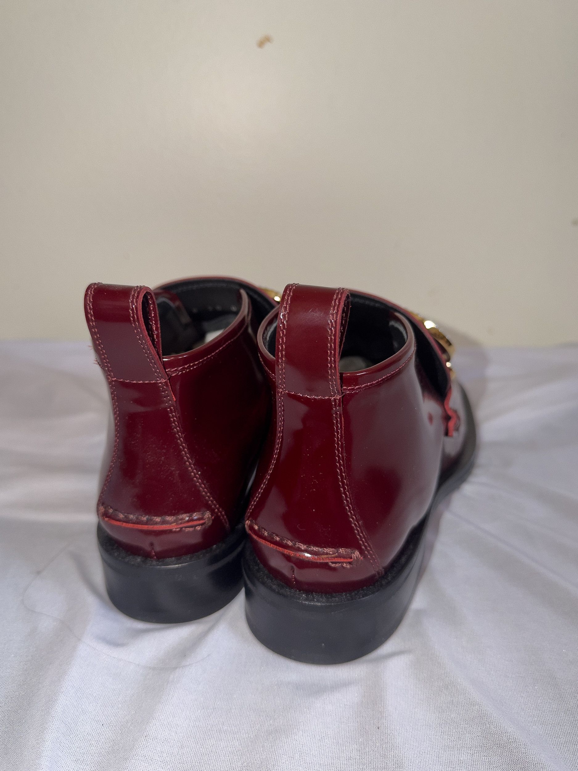 Loewe Loewe Burgundy Leather Pearl Buckle Ankle Boots Size US 6 / IT 36 - 3 Thumbnail